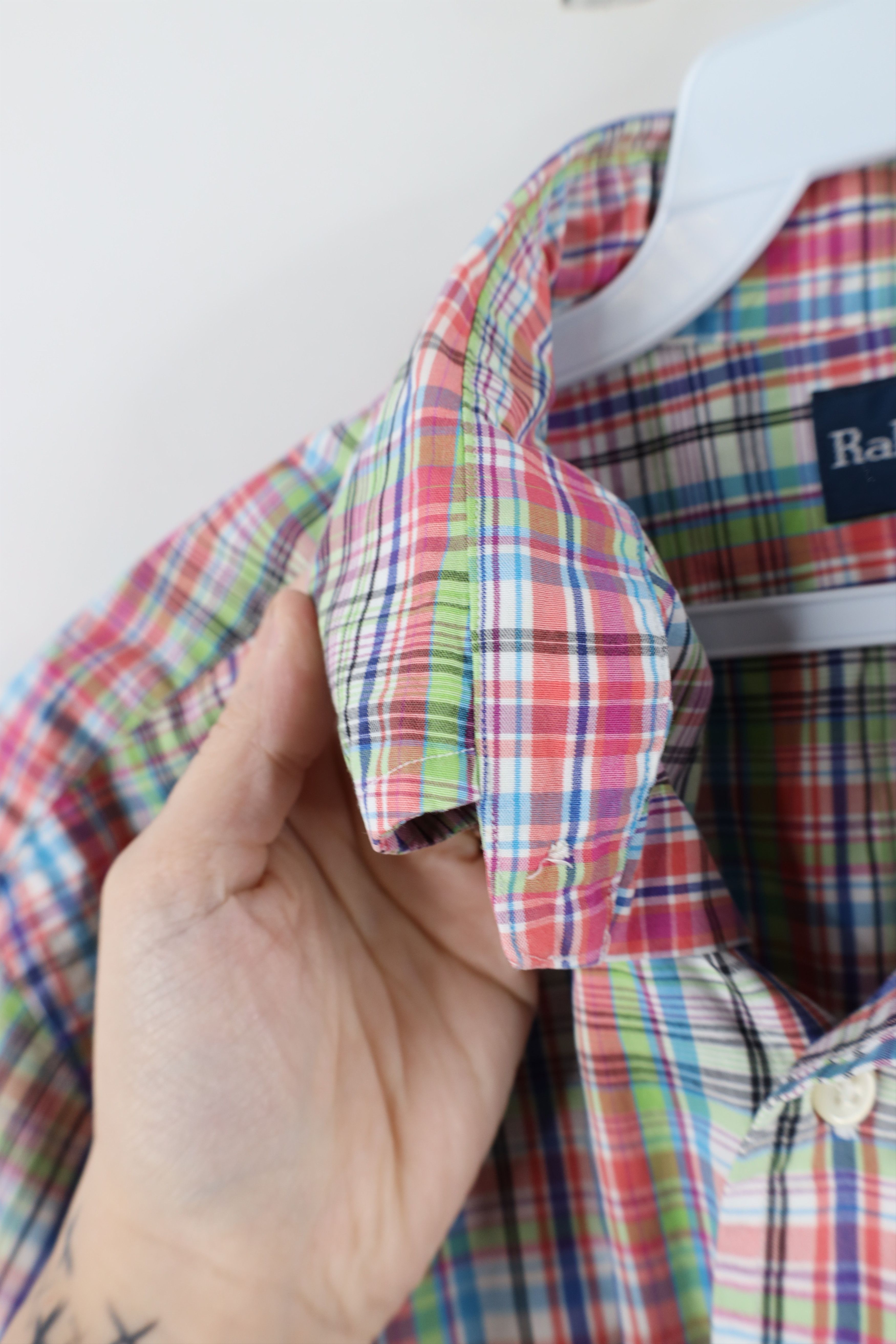 Ralph Lauren × Vintage Vintage 90s Ralph Lauren Fit Rainbow Plaid Button Down Shirt Size US L / EU 52-54 / 3 - 9 Thumbnail