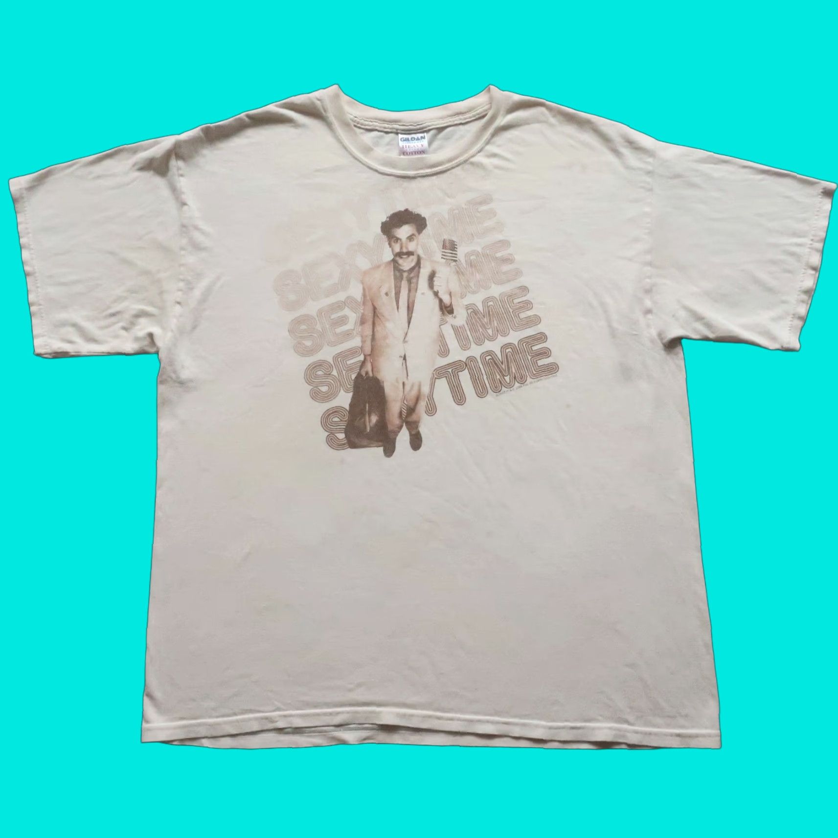 Gildan VINTAGE Borat Sexy Time Tshirt Mens T-Shirt XL Tan Movie Size US XL / EU 56 / 4 - 1 Thumbnail