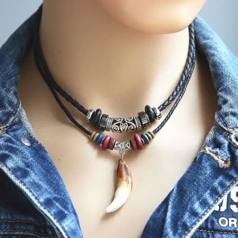 Japanese Brand × Vintage Multi Layered Vintage Wolf Fang Design Adjustable Necklace Size ONE SIZE - 4 Thumbnail