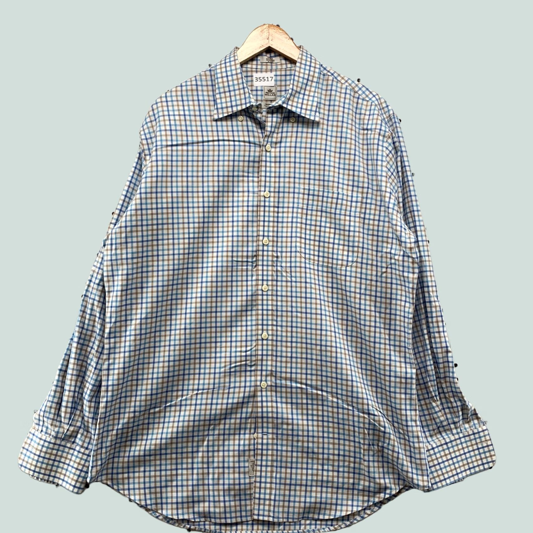 Peter Millar Peter Millar Button Shirt Mens Large Blue Check Long Sleeve Nanoluxe 24x33 Size US L / EU 52-54 / 3 - 1 Thumbnail