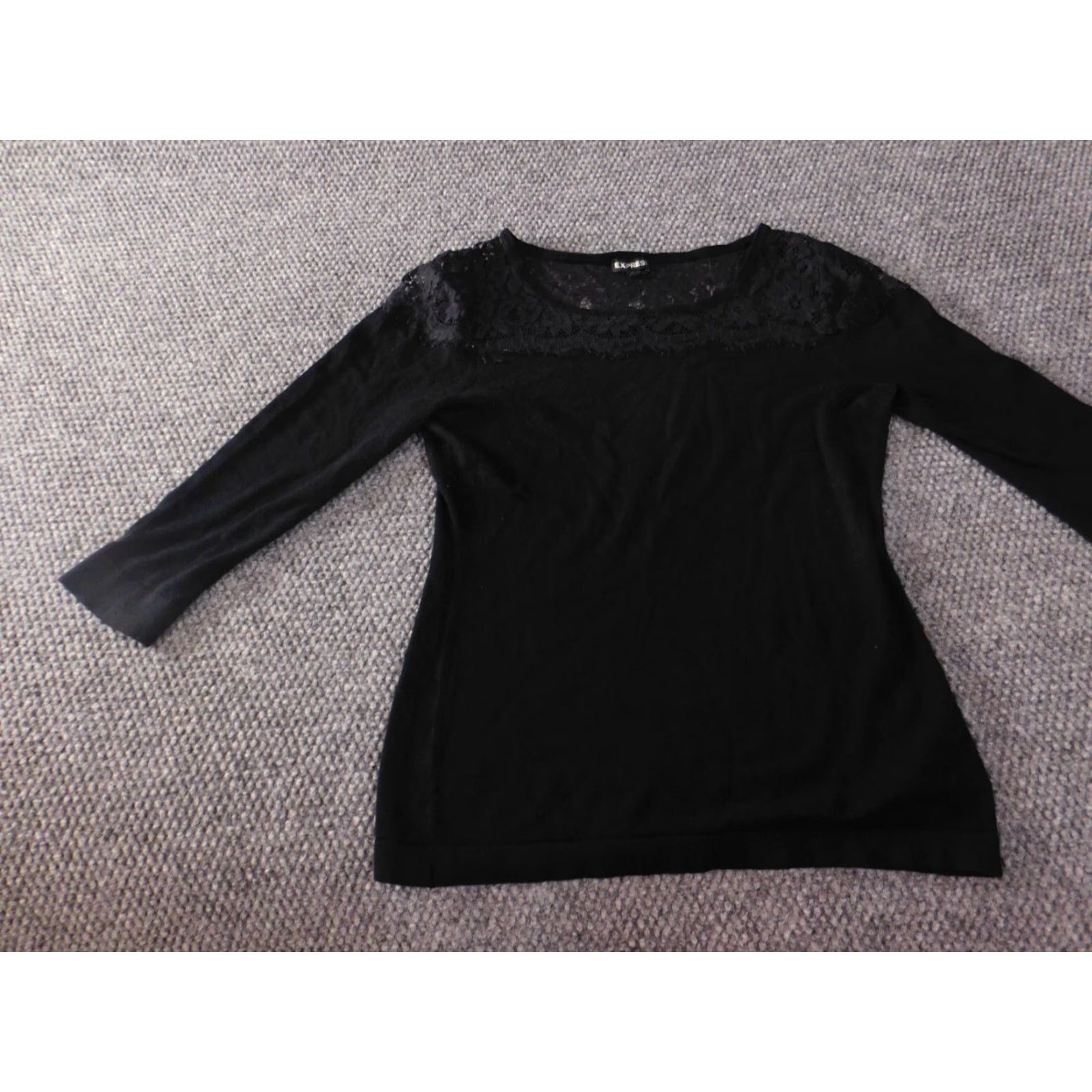 Express Express Blouse Womens Medium Black Lace Pullover Stretch Top Casual shirt Size M / US 6-8 / IT 42-44 - 4 Thumbnail