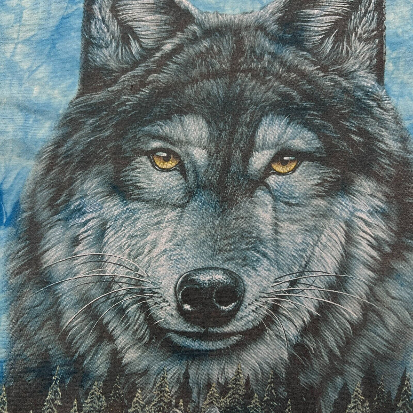 Vintage VTG 90s Wolf Animal Large Acid Wash Nature Full Print Tee Size US L / EU 52-54 / 3 - 4 Thumbnail