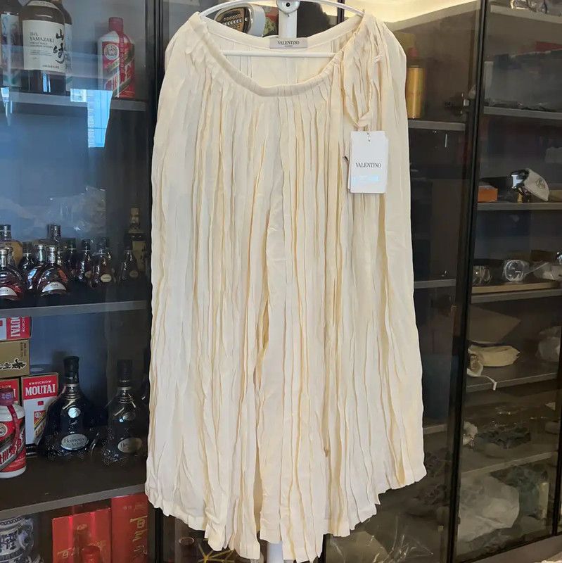 Valentino Cream Silk Casual Pants 0089