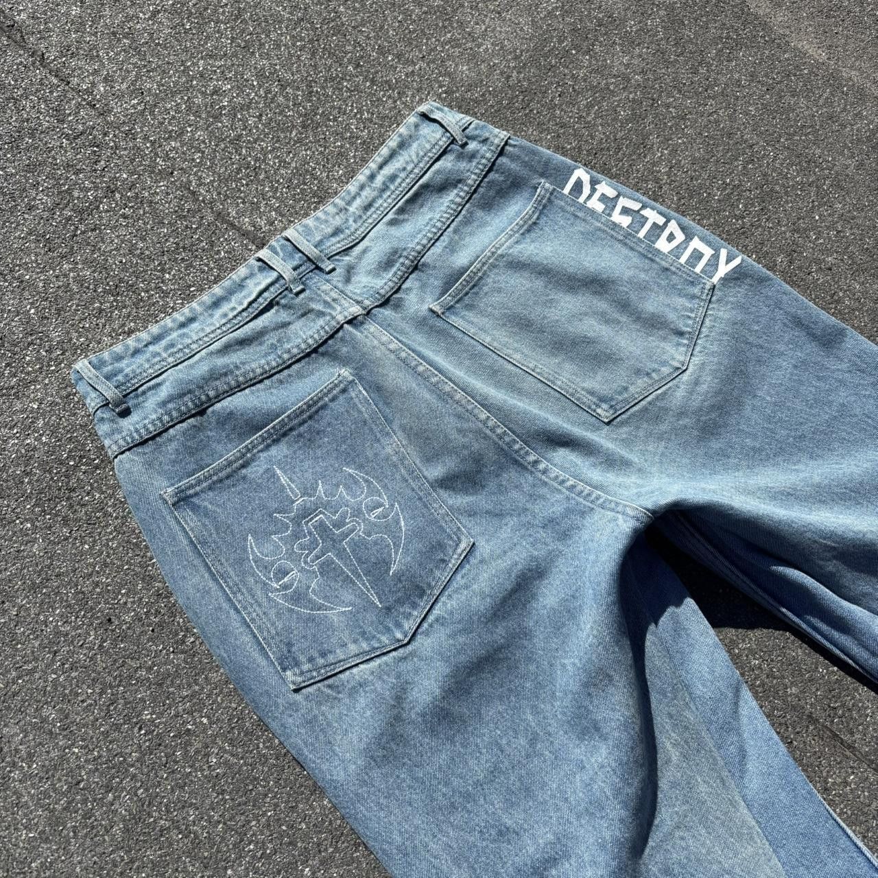 JNCO × Japanese Brand × Vintage jnco affliction style tribal embroidered jeans Size US 34 / EU 50 - 7 Thumbnail