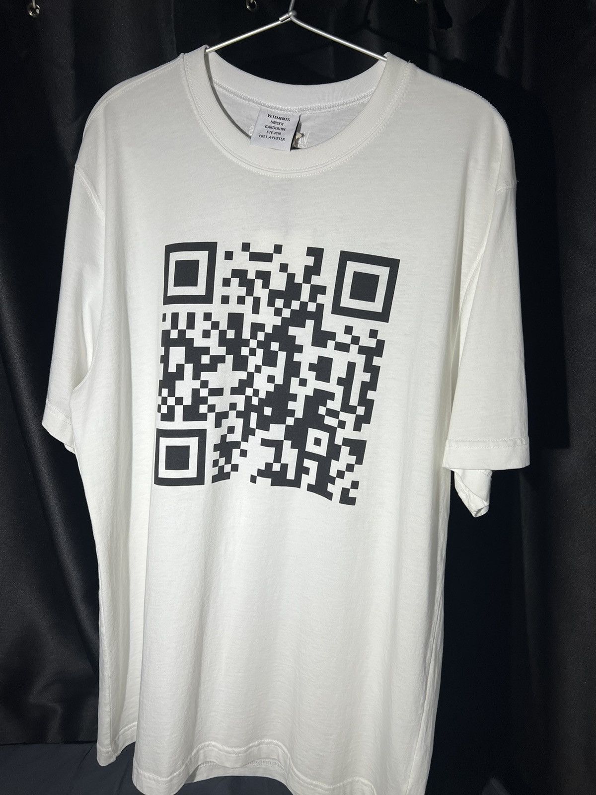 image of Vetements Qr Code Ss Tee in White, Men's (Size Medium)