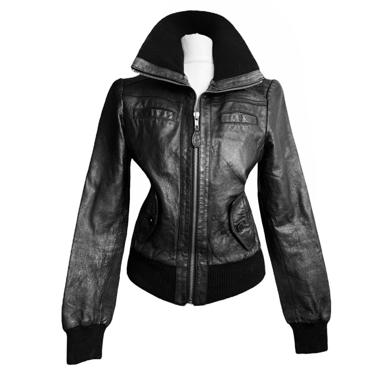 image of Vintage Amazing Leather Avant-Garde Distressed Jacket in Black, Women's (Size Small)