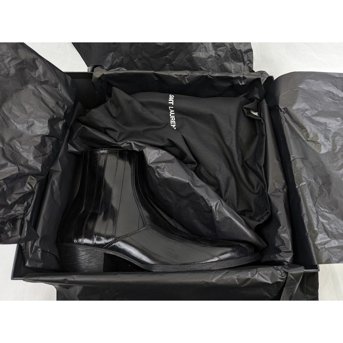 Saint Laurent Paris o1rshd1 Eel Anguilla Leather Lukas Boots in Black Size US 9 / EU 42 - 22 Thumbnail