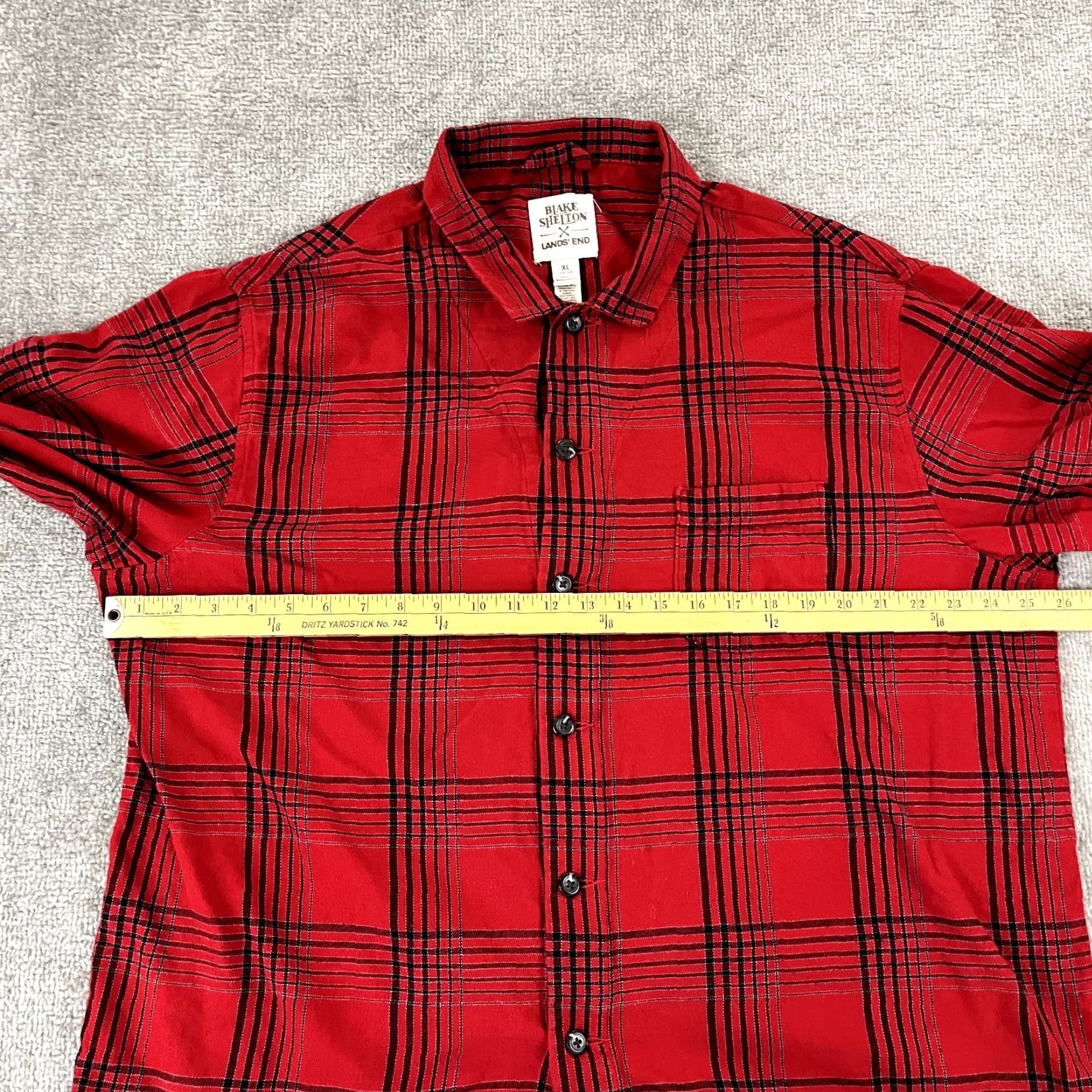 Lands' End Lands' End Shirt Mens XL Red Black Plaid Flannel Button-Up Casual Classic Lands' End Size US XL / EU 56 / 4 - 4 Thumbnail
