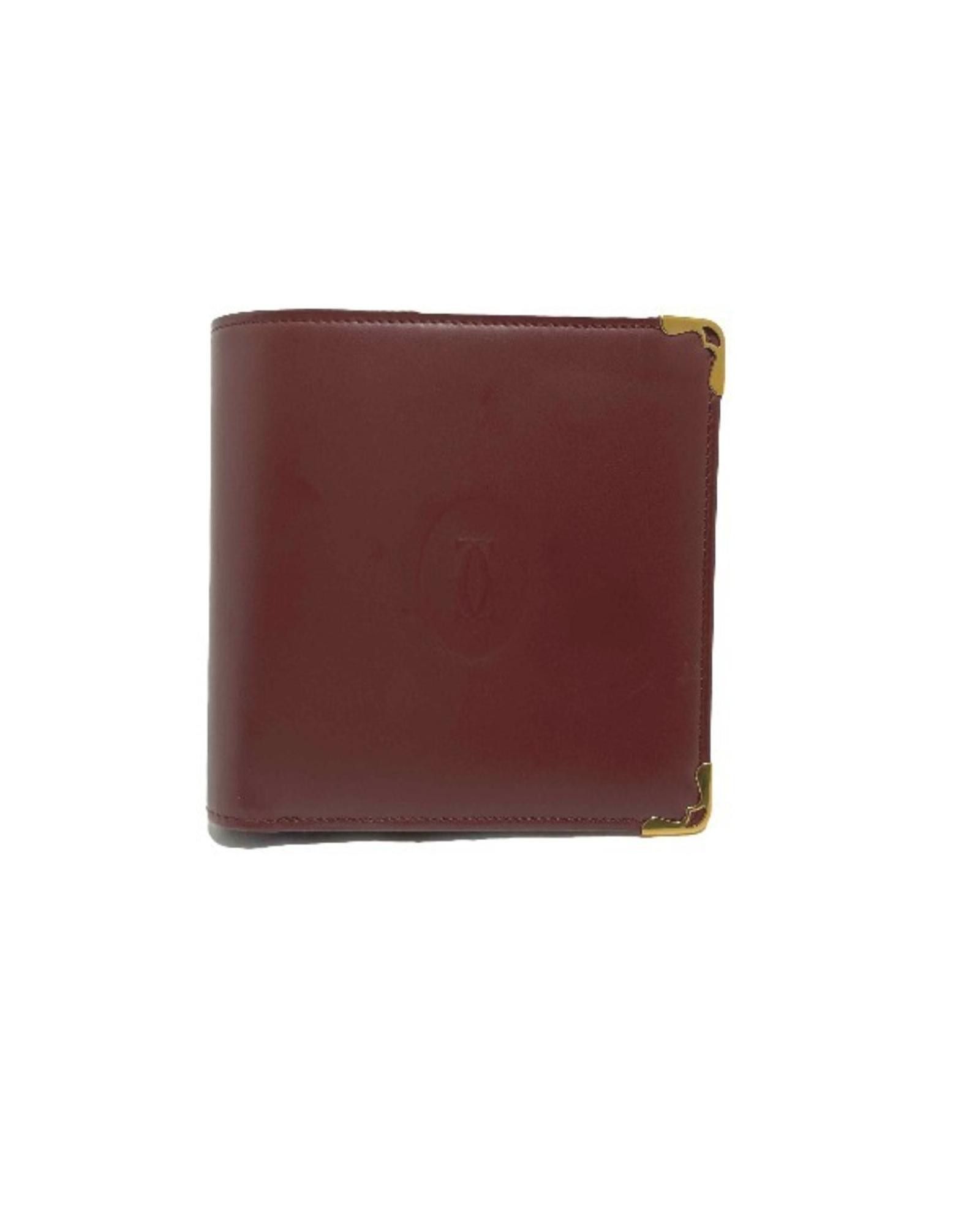 image of Cartier Luxurious Burgundy Leather Bi-Fold Wallet, Women's