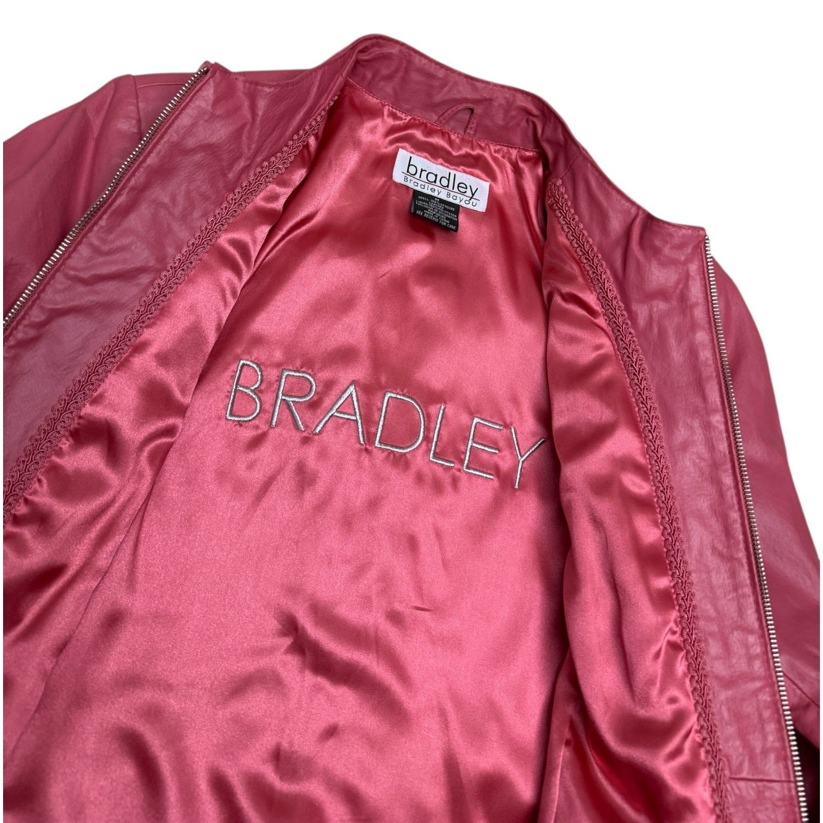 Other BRADLEY BAYOU Leather Pink Designer Vintage Jacket Medium Size M / US 6-8 / IT 42-44 - 5 Thumbnail