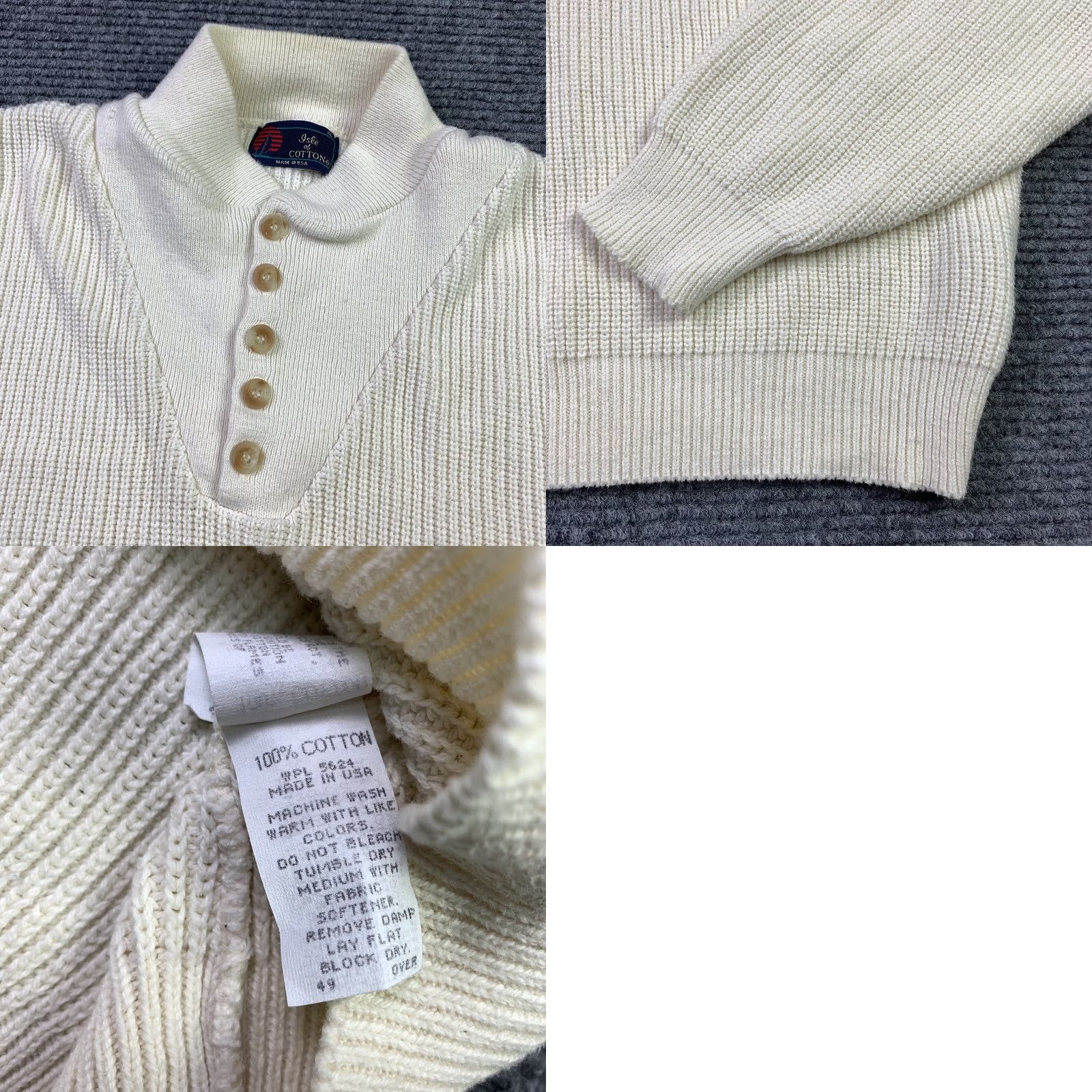 Vintage VINTAGE Isle of Cotton Sweater Shirt Knit Mock Neck Long Sleeve Adult Medium White Beige USA 90s Mens Pullover Knit 90s Casual Size US M / EU 48-50 / 2 - 8 Thumbnail