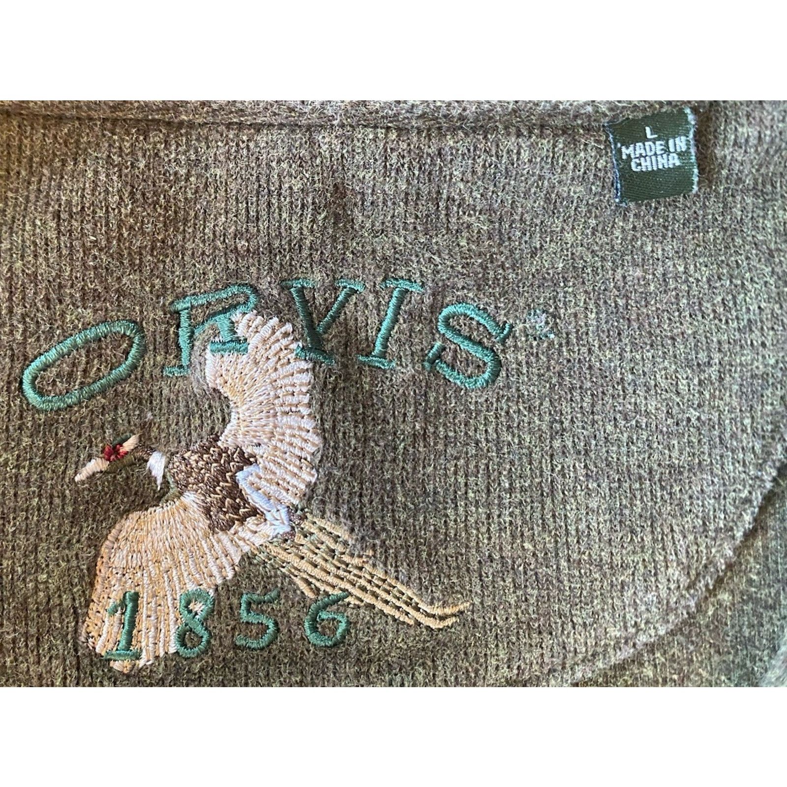 Orvis Men's Orvis Quarter Zip Sweatshirt Green L Elbow Patches Size US L / EU 52-54 / 3 - 2 Thumbnail