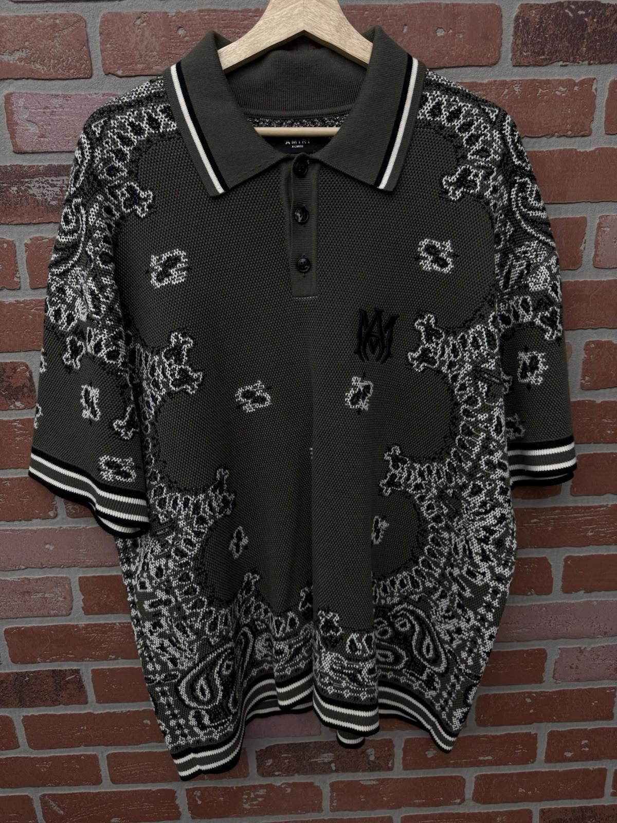 Amiri Amiri Bandana Short Sleeve Polo Shirt Green Dress Style XL Size US XL / EU 56 / 4 - 1 Thumbnail