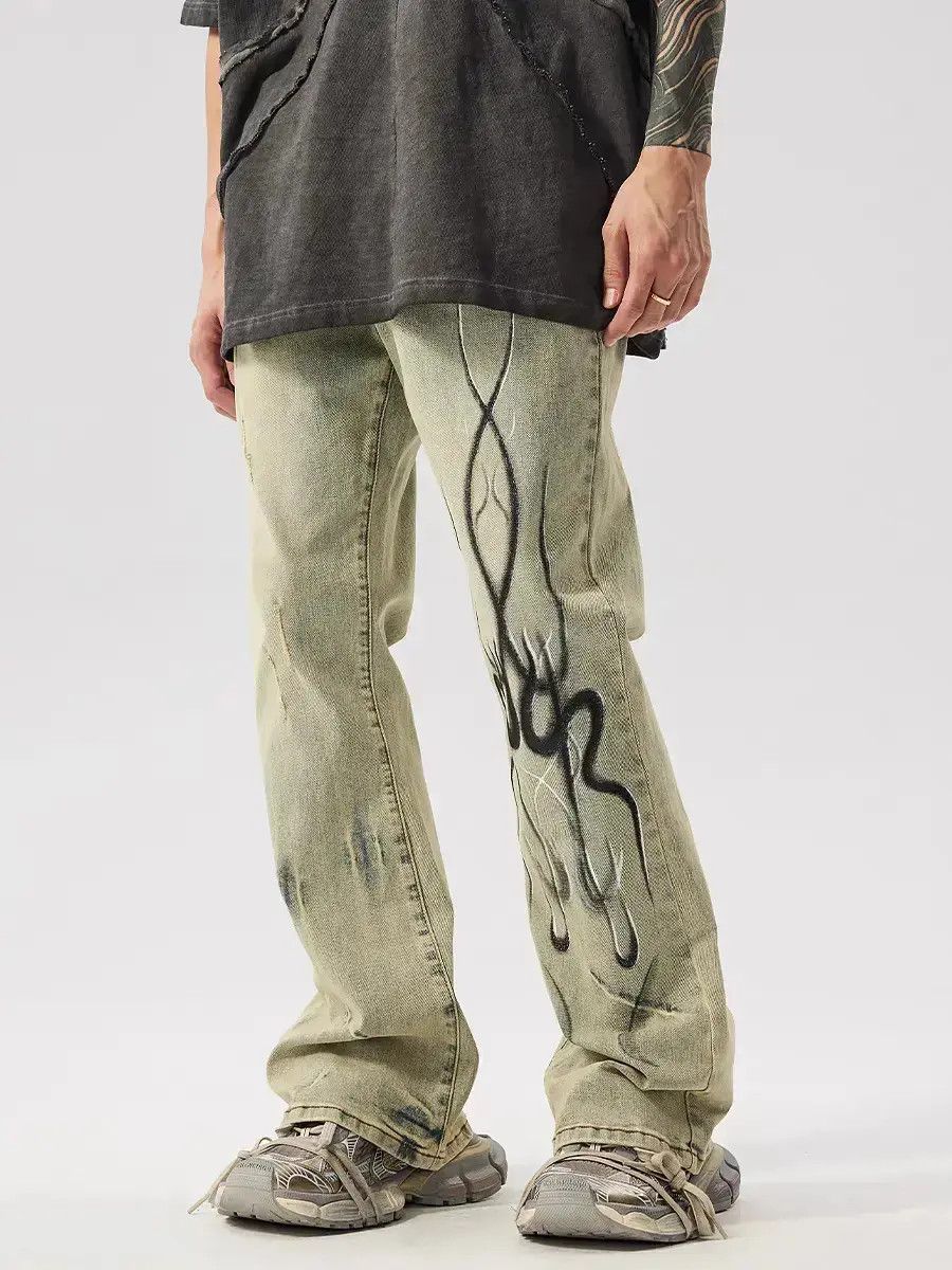 Japanese Brand American high street jeans flame residue repair micro flare Size US 32 / EU 48 - 1 Thumbnail
