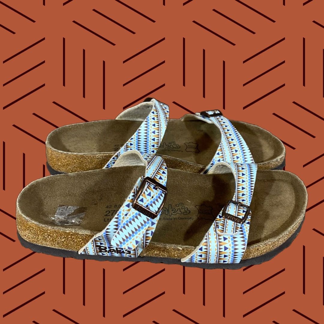 Birkenstock Birkenstock Arizona Sandals EU 42 Womens 11-11.5 Birkis Triangle RARE Print Leather Suede Buckle Adjustable Footbed Sandals Multicolor Size US 11 / IT 41 - 1 Thumbnail