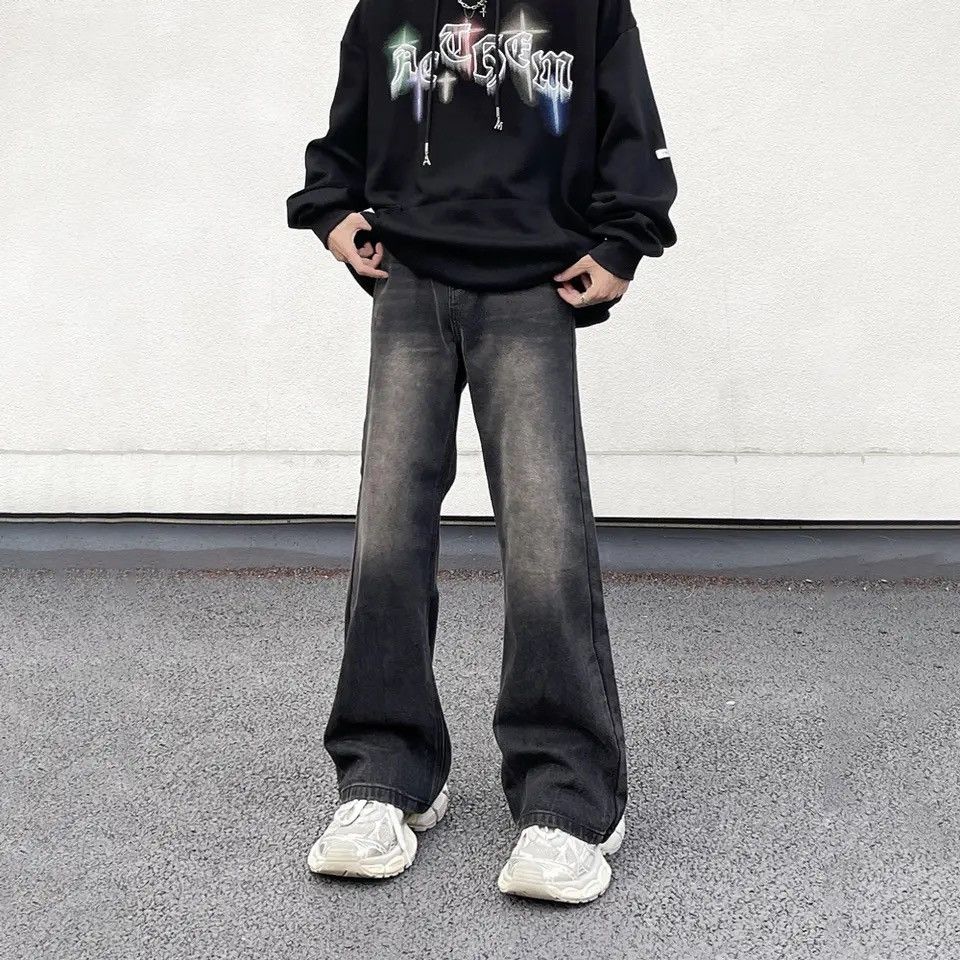 Flare Jeans Men Baggy Wide Leg Streetwear