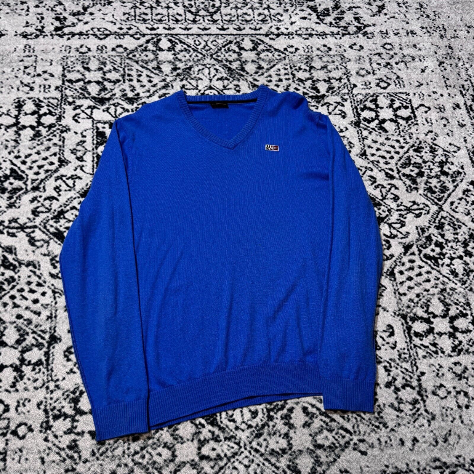 Napapijri × Vintage Vintage Napapijri Blue Wool Sweater Size XL Y2K 90s Hiking Size US XL / EU 56 / 4 - 3 Thumbnail