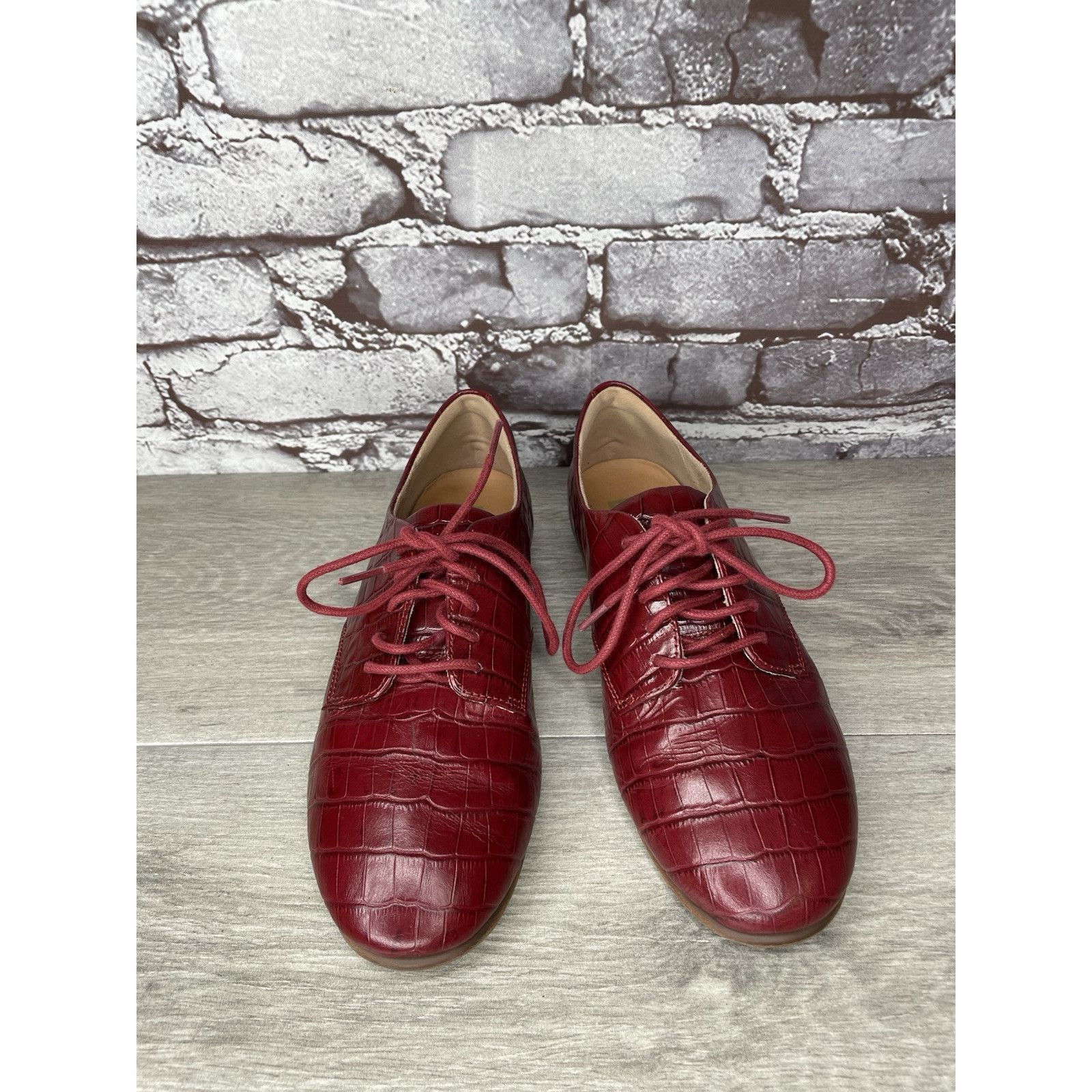 Other Fitflop Red Croco Leather Lace Up Comfort Oxfords Shoes Wome Size US 7 / IT 37 - 15 Thumbnail