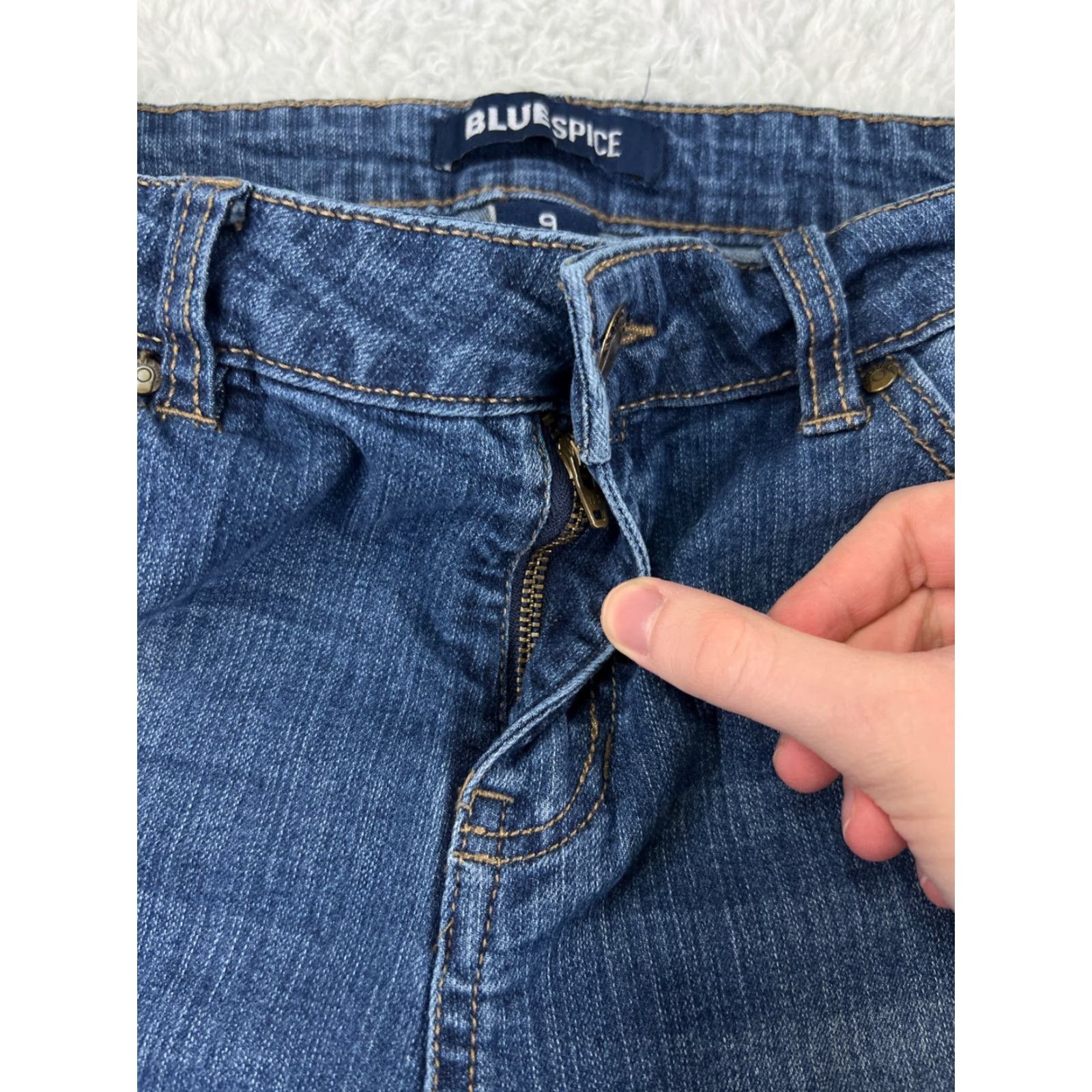 Vintage Blue Spice Jeans Womens Blue Denim Medium Wash 28x25 Slim Tapered Leg 9 Girls? Size 30" / US 8 / IT 44 - 7 Thumbnail