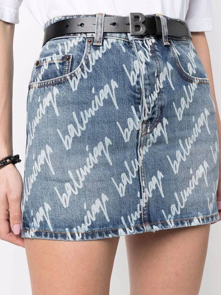 Vintage balenciaga denim skirt medium monogram