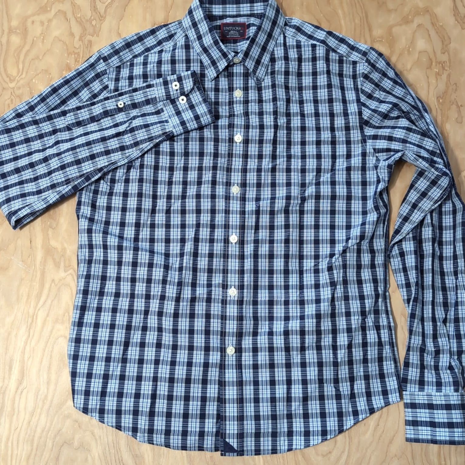 UNTUCKit UNTUCKit Shirt Mens Small Blue Plaid Long Sleeve Button-Down Casual Workwear Preppy Size US S / EU 44-46 / 1 - 3 Thumbnail