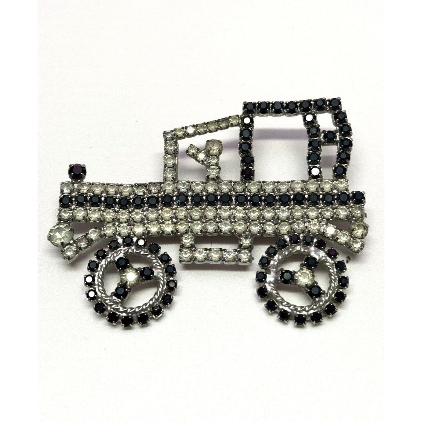 Vintage Vintage black and white rhinestone large motorcar car brooch Size ONE SIZE - 1 Thumbnail