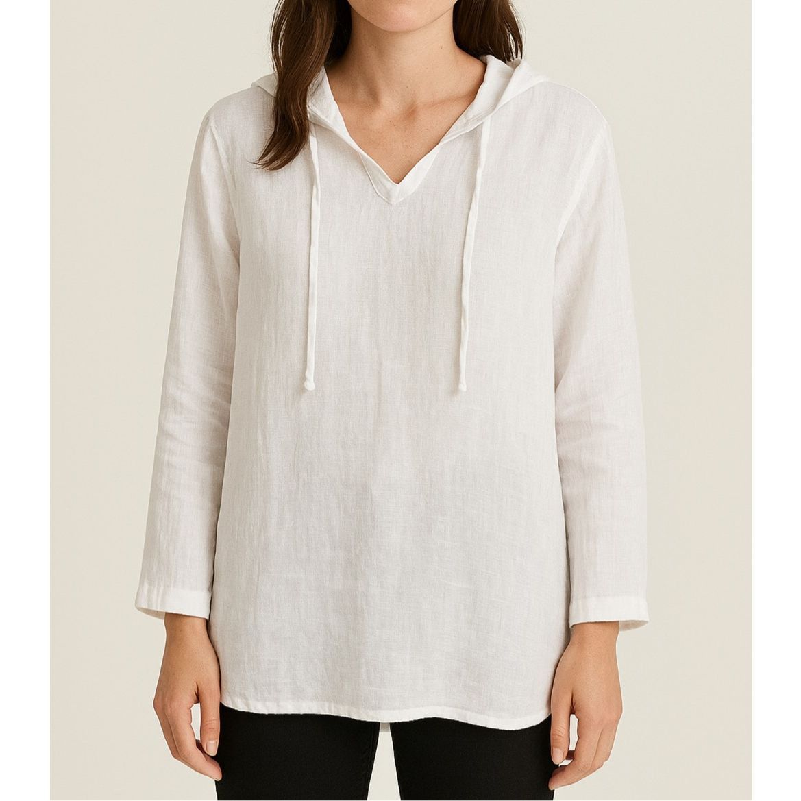 FLAX Flax NWOT white linen/cotton hoodie size Medium Size M / US 6-8 / IT 42-44 - 1 Thumbnail