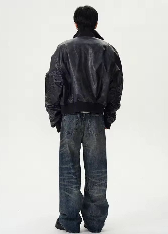 Leather Designer Punk Oversize Zip Up PU Leather Jacket Bomber Size US L / EU 52-54 / 3 - 4 Thumbnail