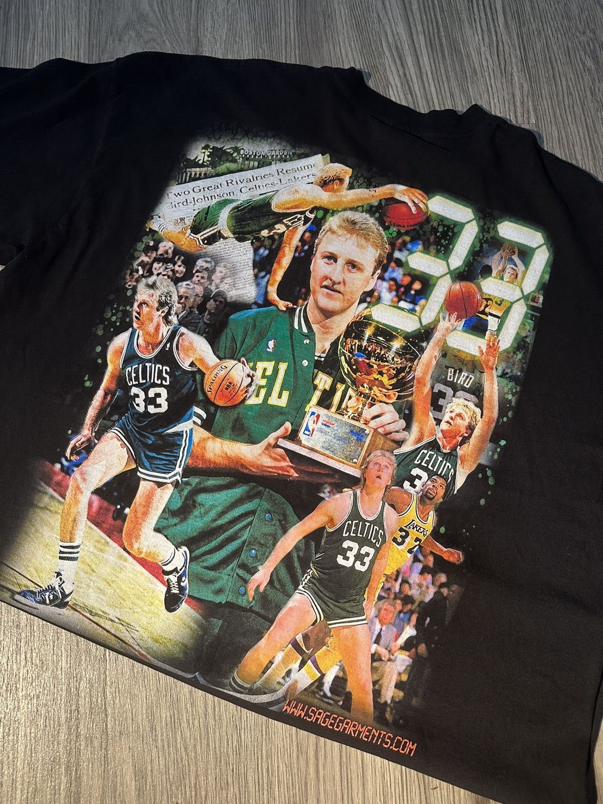 Image of Vintage Sage Garments Larry Bird in Black, Men's (Size XL)