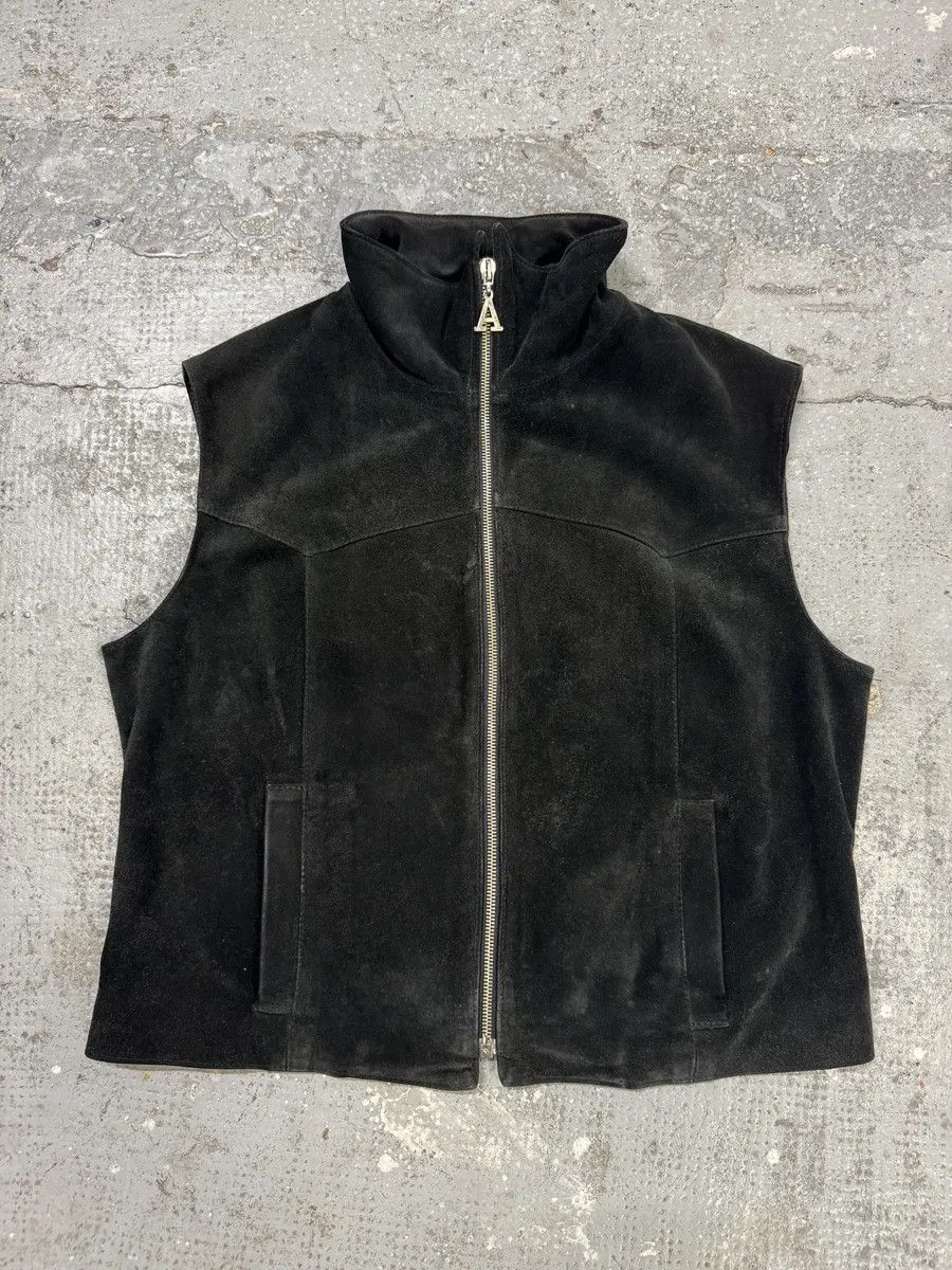 1990s Armani Black Suede Leather Premium Vest
