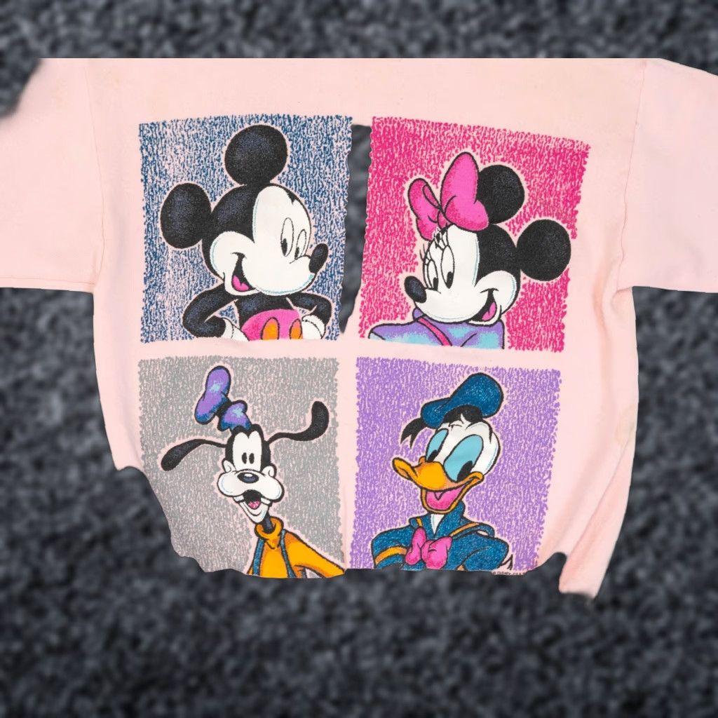 Disney VINTAGE Disney Sweatshirt Crewneck Mickey Mouse Minnie Distressed 90s Crewneck Unisex Adults Large Pink Graphic Print Logo Pullover Sweatshirt Size ONE SIZE - 1 Thumbnail