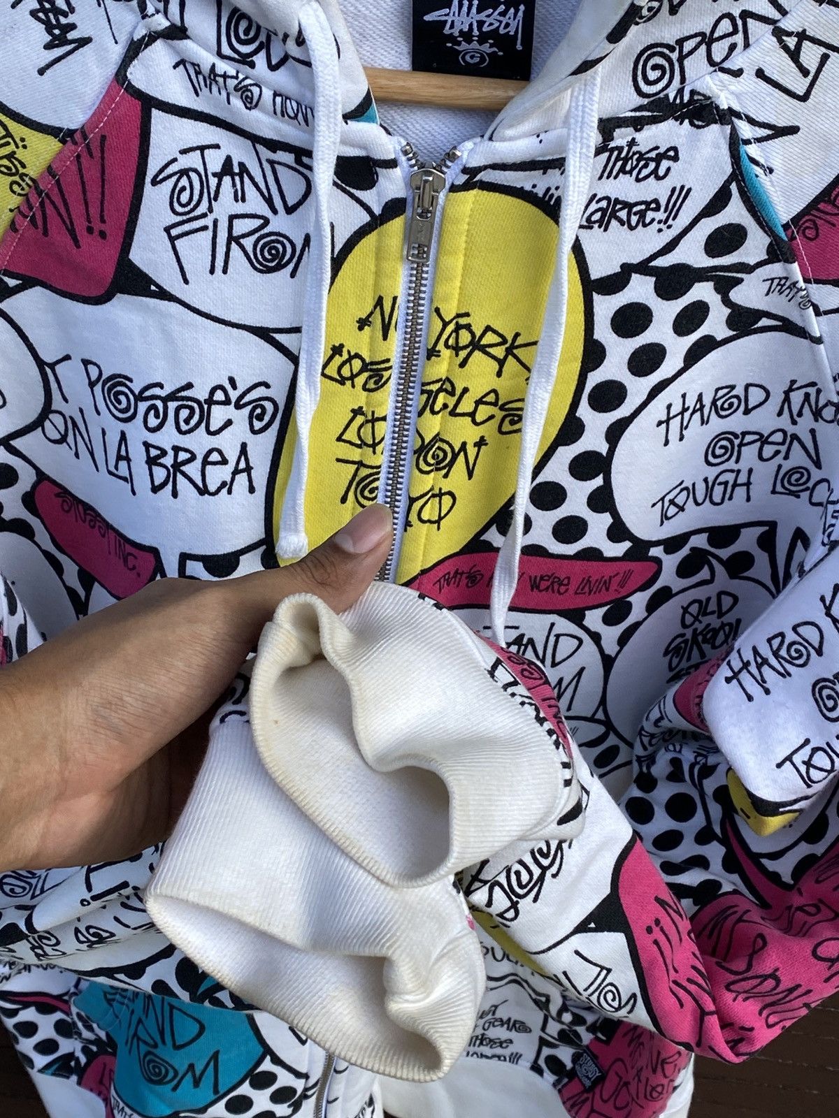 Stussy × Vintage Vintage Stussy Hoodie Graffiti Full Print Zip Up Size US L / EU 52-54 / 3 - 4 Thumbnail