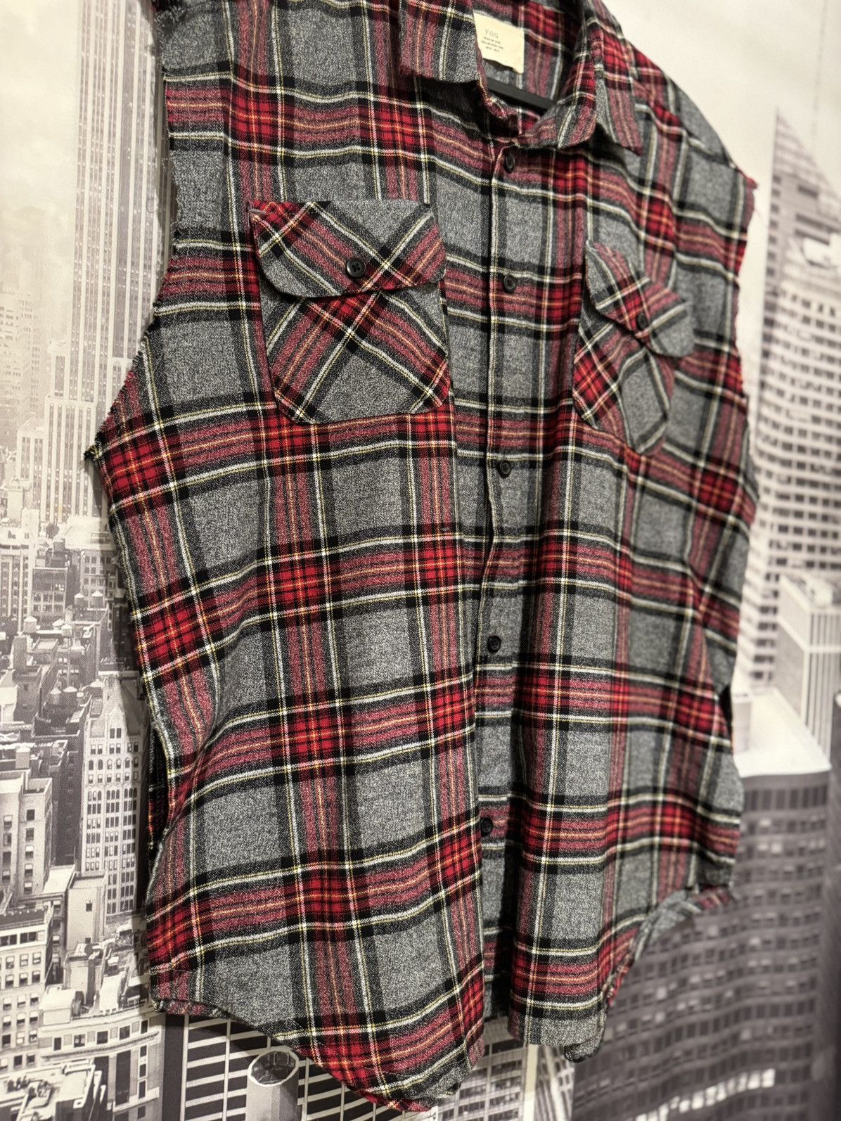 Fear of God 🔥FOG Fear of God Collection 2 Sleeveless Flannel Grey SZ S Size US M / EU 48-50 / 2 - 3 Thumbnail