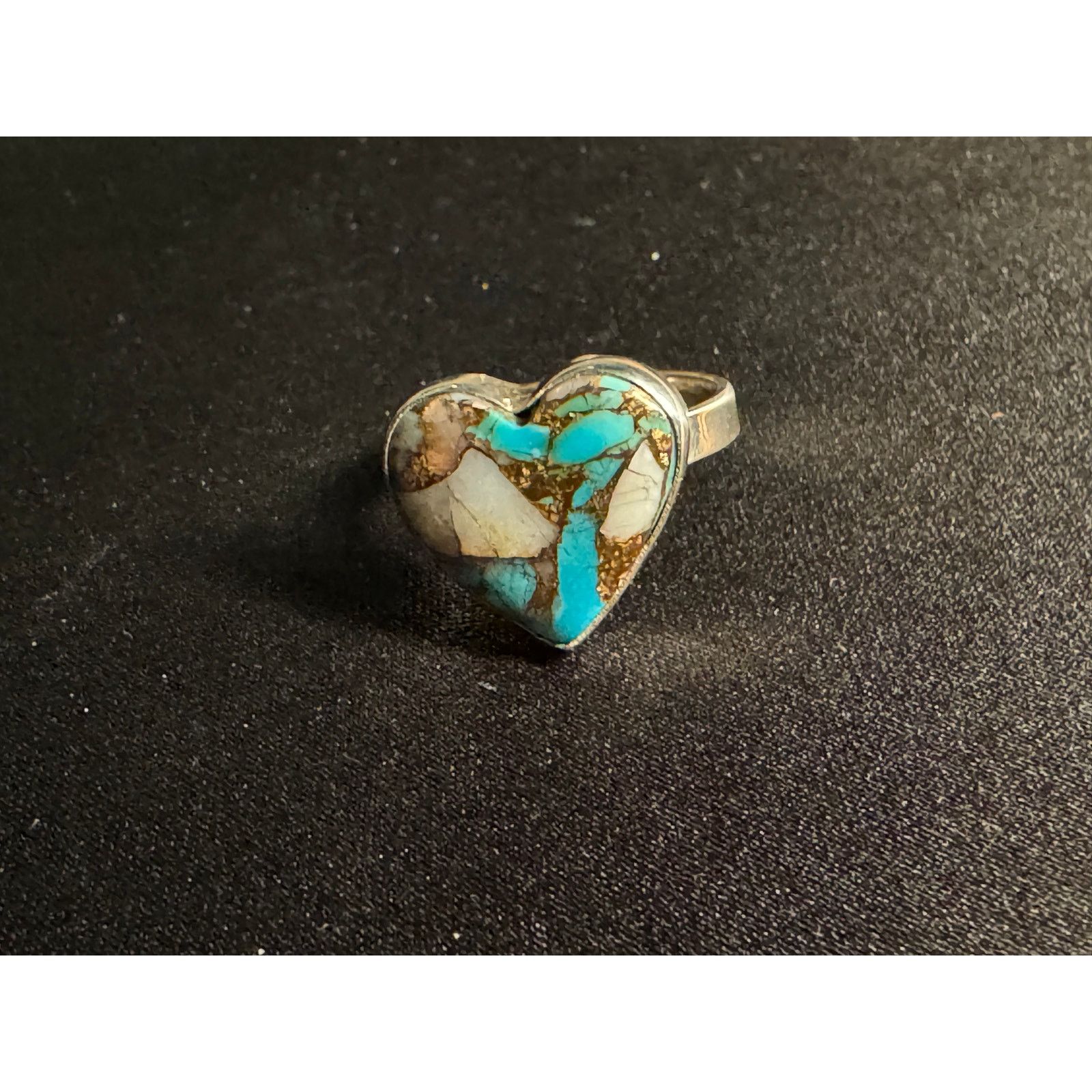Other 925 Silver Hand Made Heart Shaped Turquoise Ring Size 11.5 Size ONE SIZE - 1 Thumbnail