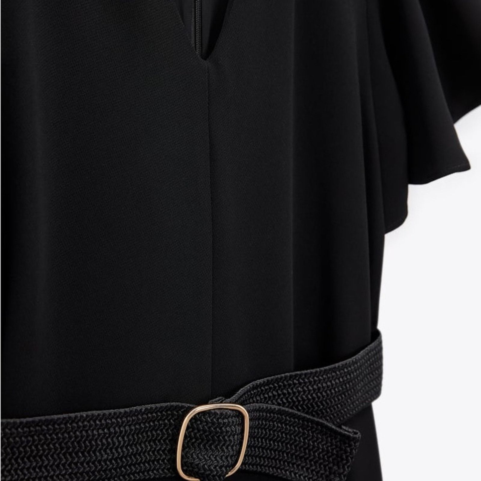 Zara ZARA BELTED RUFFLED JUMPSUIT BLACK Size 26" / US 2 / IT 38 - 11 Thumbnail