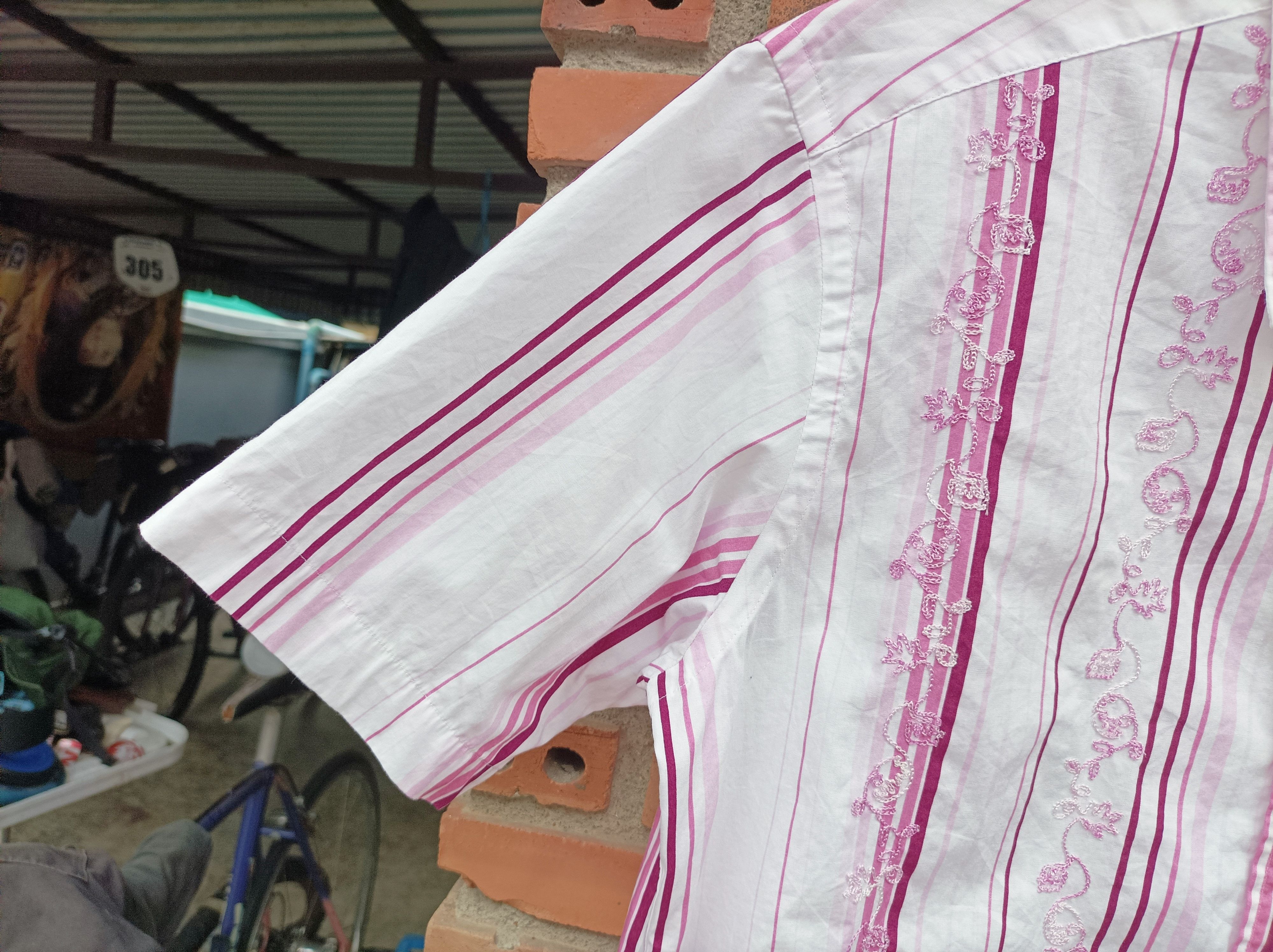 Yohji Yamamoto (S335) A.A.R. Against All Risks Japan White Pink Strip Shirt Size US M / EU 48-50 / 2 - 6 Thumbnail