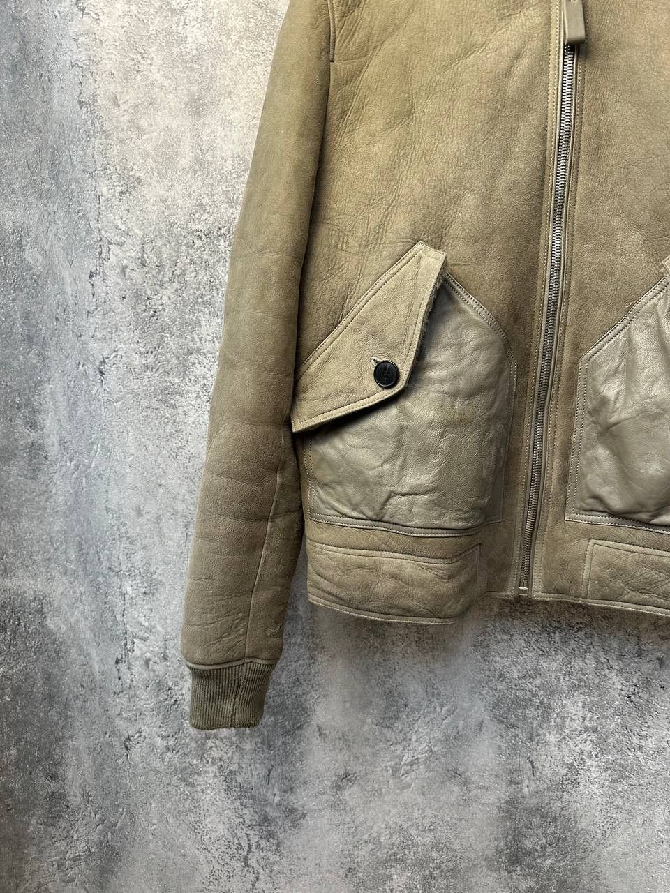 Reiss REISS Shearling Bomber Jacket Toni Grey Sheepskin Size US L / EU 52-54 / 3 - 8 Thumbnail