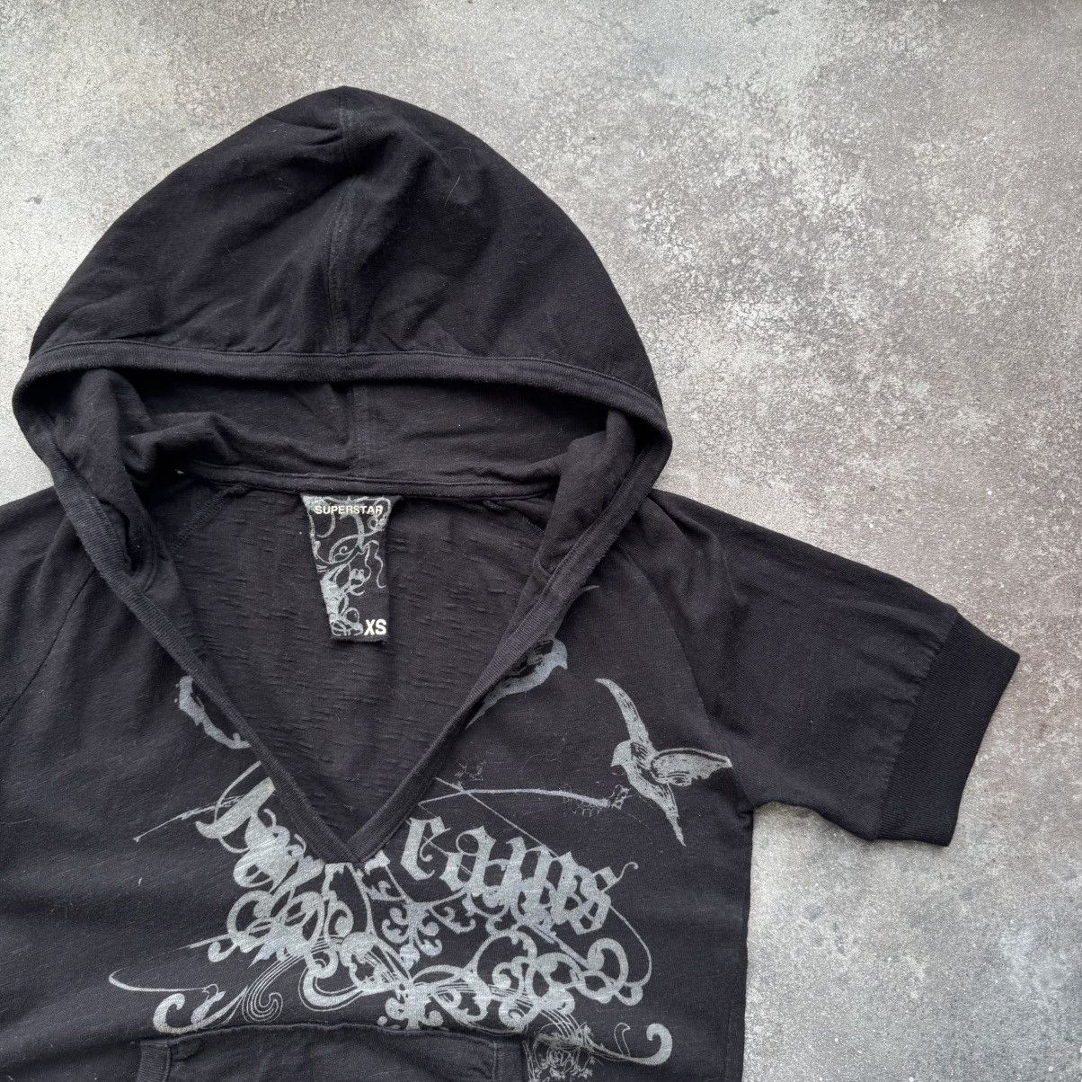 If Six Was Nine Amazing Vintage Affliction Style Y2K Gothic Hooded T-Shirt Size S / US 4 / IT 40 - 5 Thumbnail