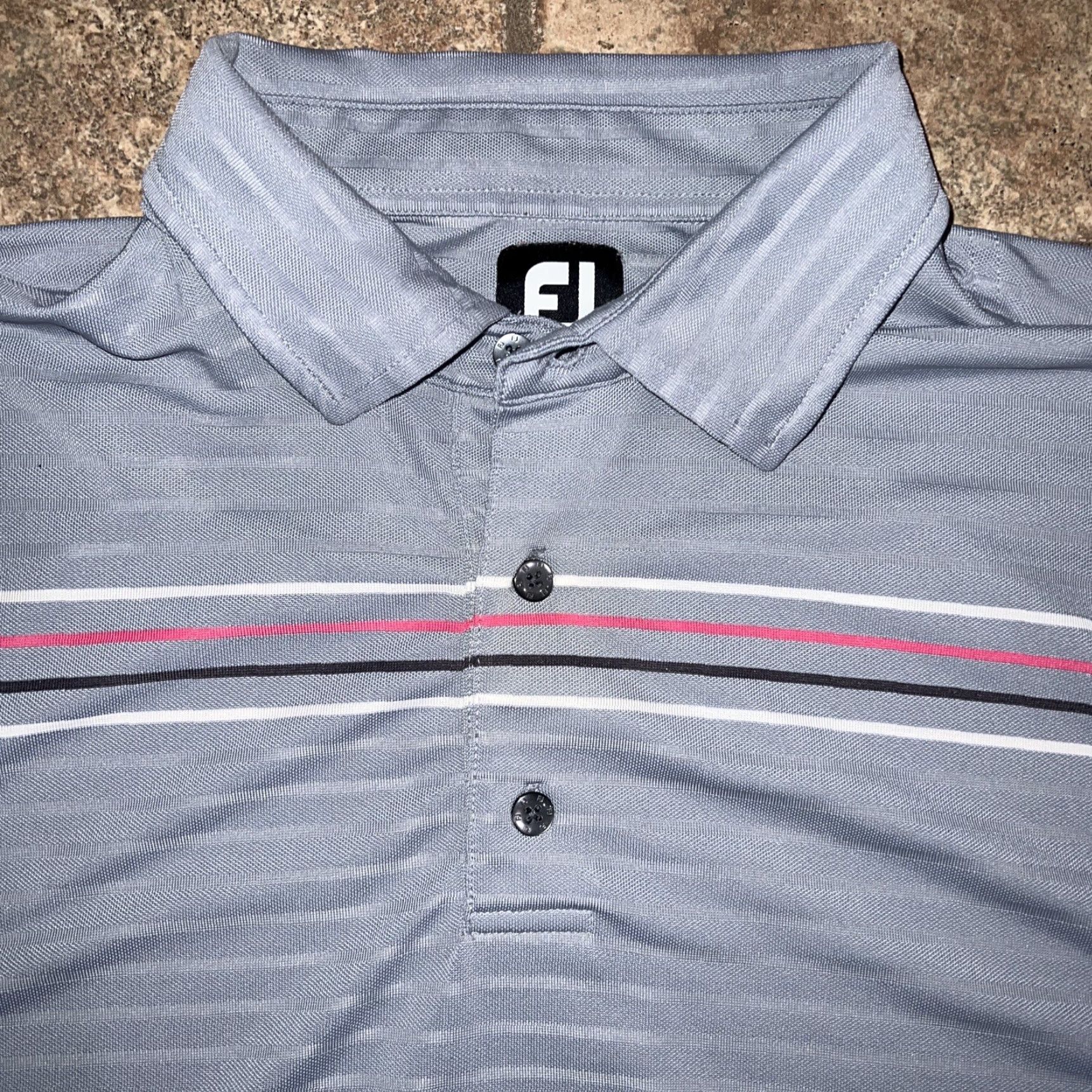 Footjoy FootJoy Polo Shirt Striped Gray XL Mens Size XL Regular Shirt Size US XL / EU 56 / 4 - 2 Thumbnail