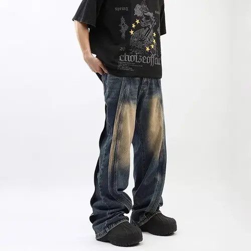 Jean × Vintage Striped Baggy Denim Jeans / Grunge y2k Size US 32 / EU 48 - 1 Thumbnail