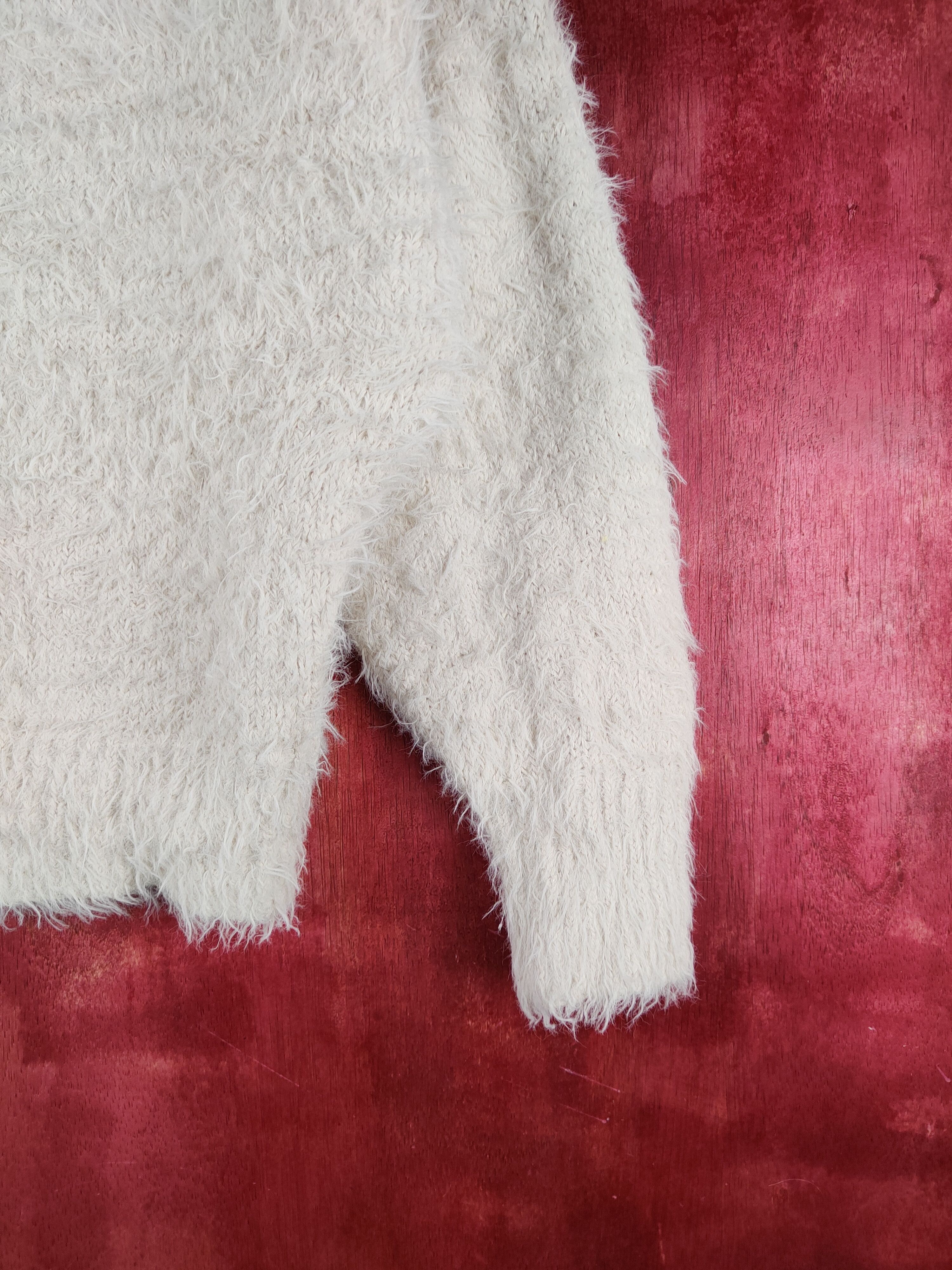 Aran Isles Knitwear GU Beige Shag Shaggy Fur Mohair Knitwear #S2101 Size M / US 6-8 / IT 42-44 - 6 Thumbnail