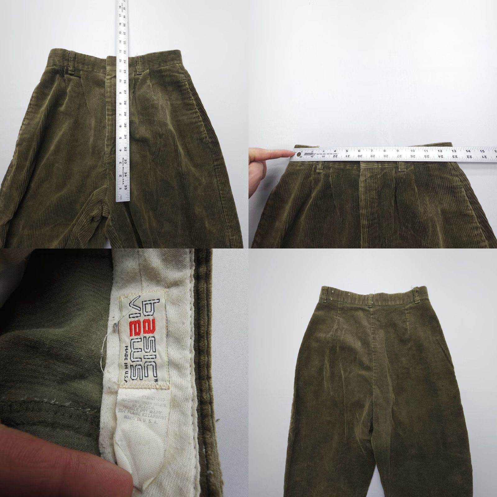 Vintage VINTAGE Basic Views Corduroy 5-Pocket Jeans Wale High Rise 26 29" Green 80s 90s Women Mens Girls Boys Size 26" / US 2 / IT 38 - 8 Thumbnail