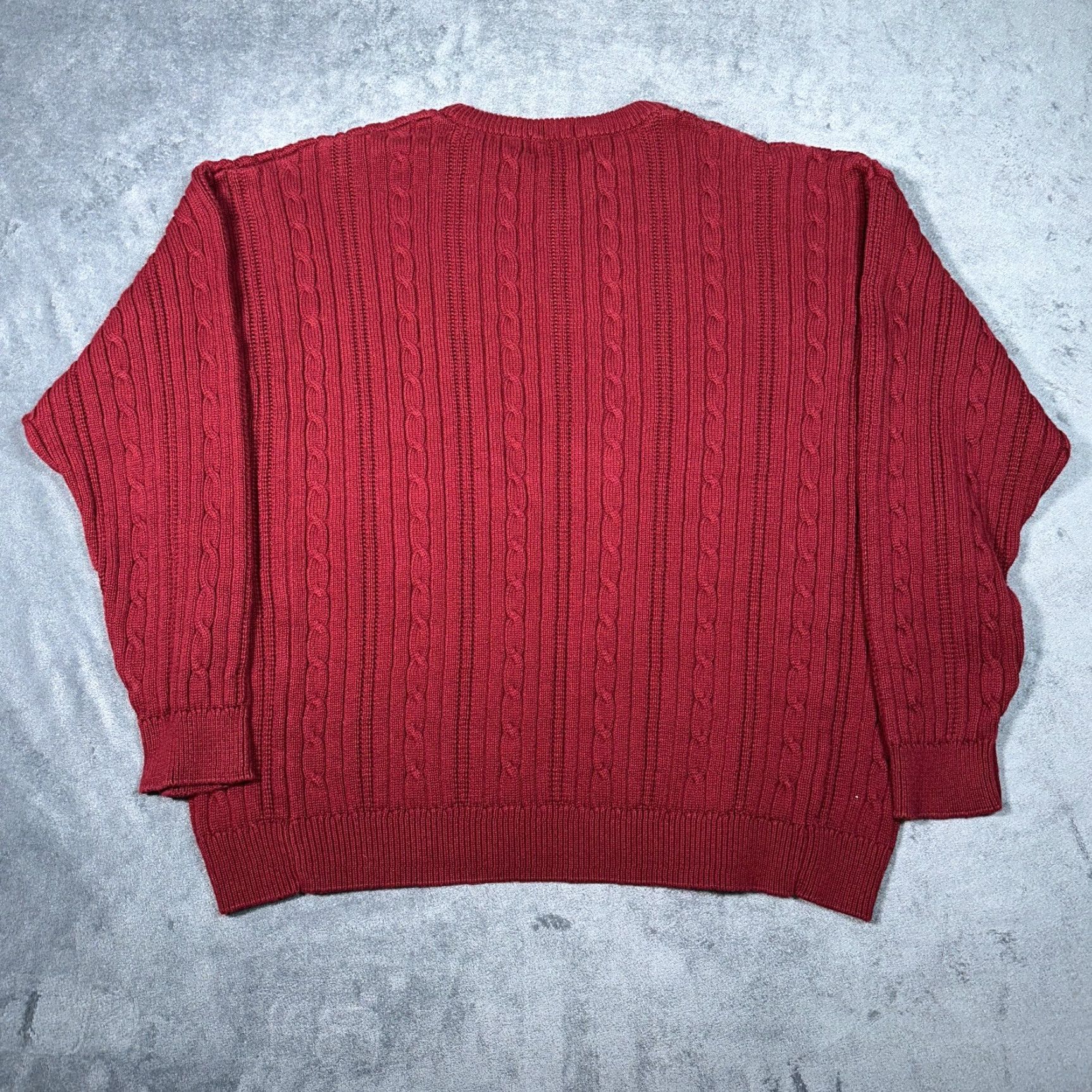 Ralph Lauren VINTAGE Ralph Lauren Fisherman Sweater Mens Big 1XB Red Crew Neck Oarsman Chaps Knit Cable-Knit Cotton 80s 90s Grunge Retro USA Size US XL / EU 56 / 4 - 4 Thumbnail