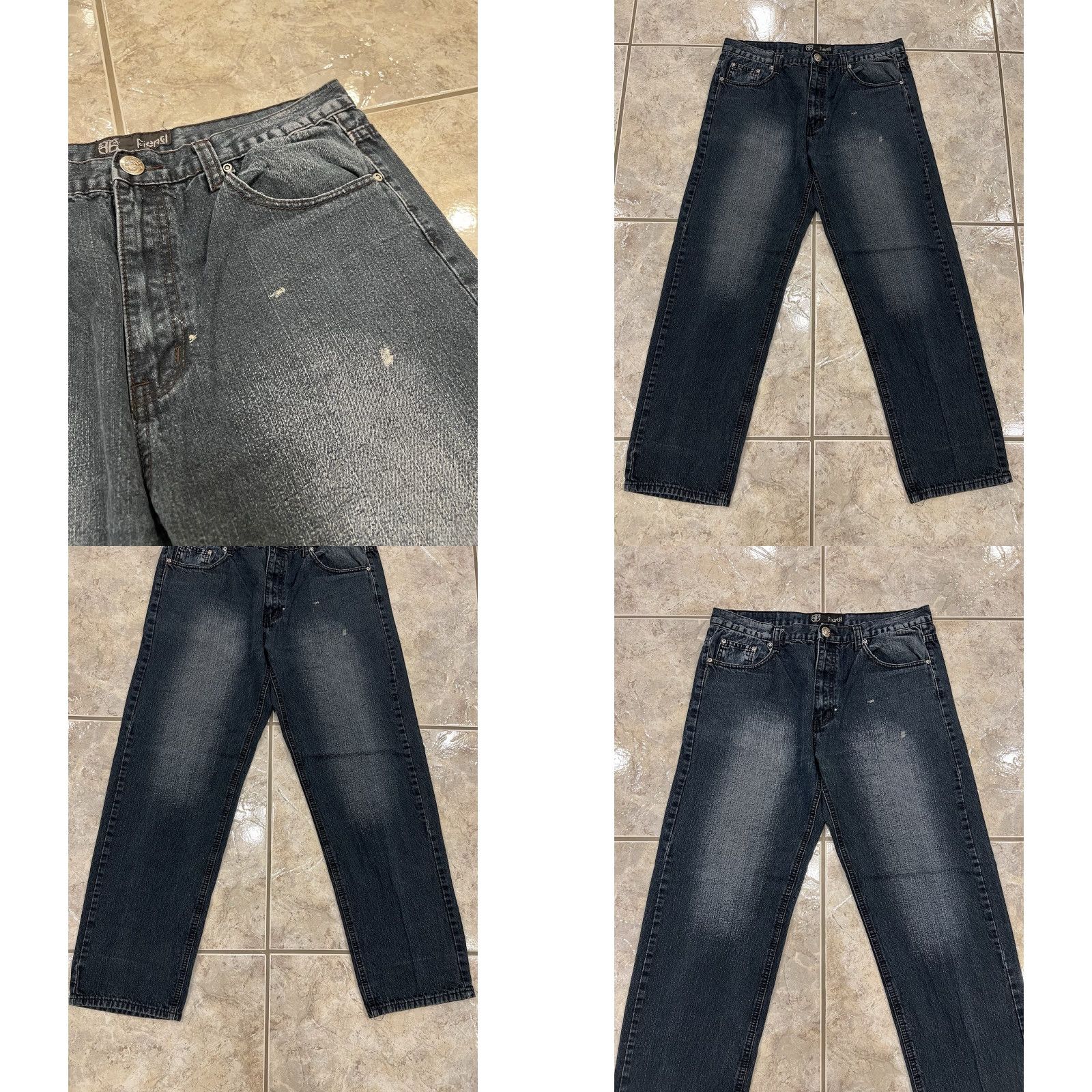 Denime VINTAGE FIEND Jeans 36X32 5-Pocket Denim Straight Skater 90s Grunge Hip Hop Blue Mens Size US 36 / EU 52 - 8 Thumbnail