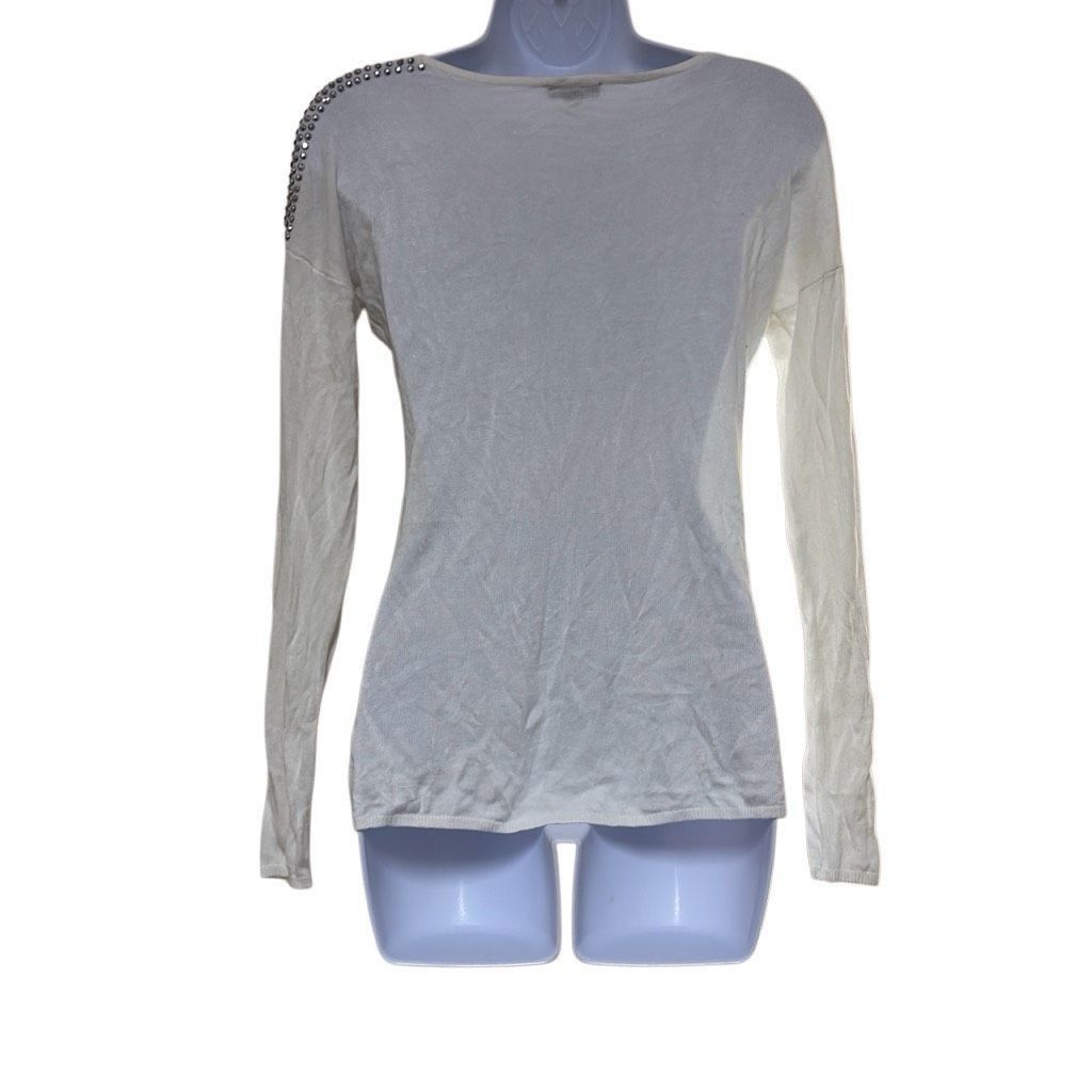Express Express Womens Small White Rhinestone Embellished Shoulders Size S / US 4 / IT 40 - 2 Thumbnail
