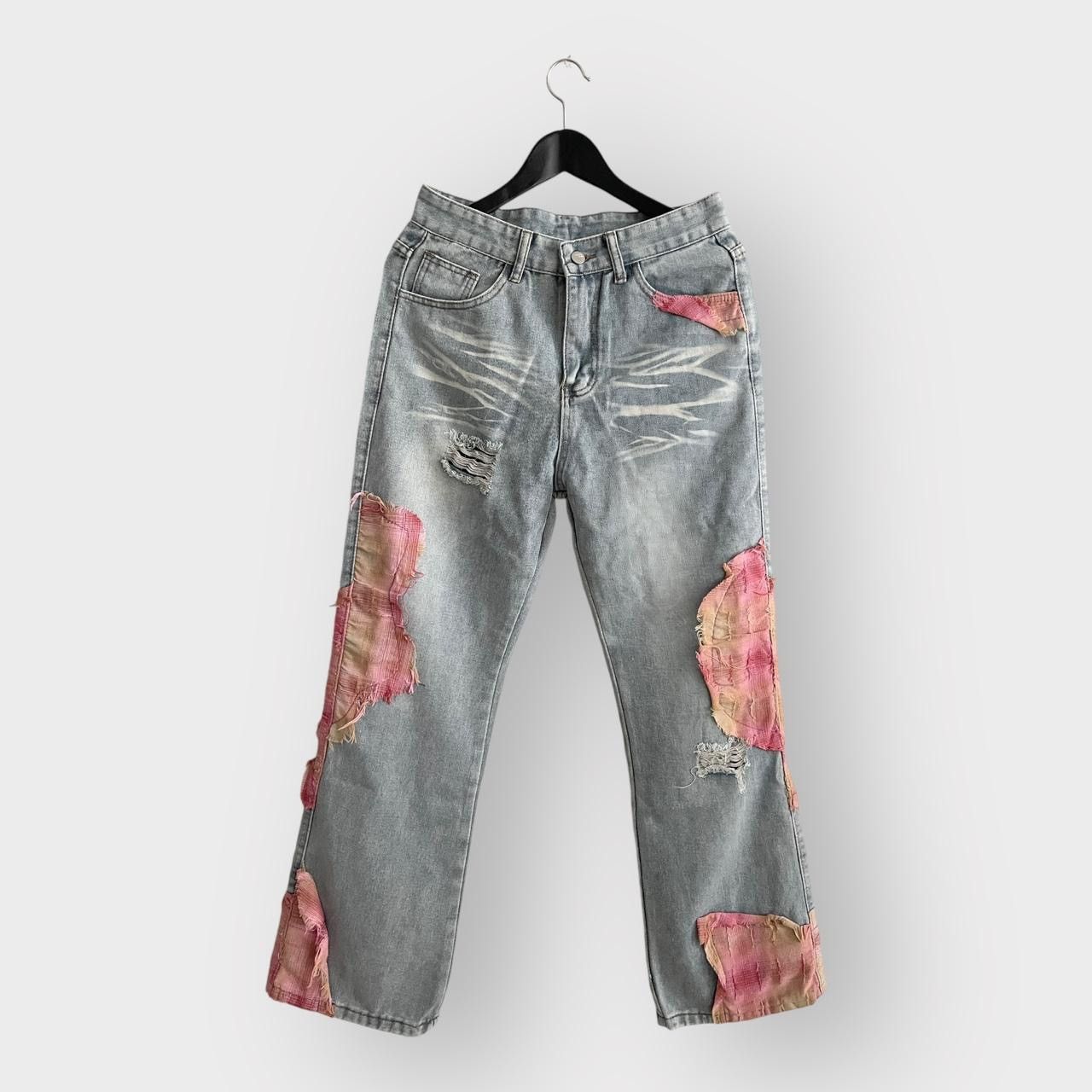 Japanese Brand STEAL! Japan Y2K Flannel Boro Patches Denim Jeans Size US 31 - 1 Thumbnail