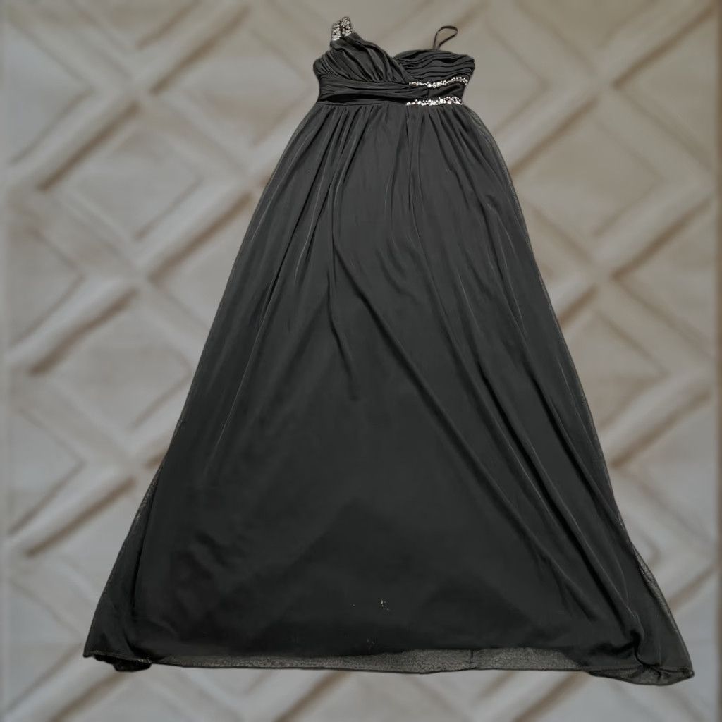Vintage City Studio Maxi Long Gown Formal Dress Womens 3/4 Black  Rhinestones Sleeveless | Grailed