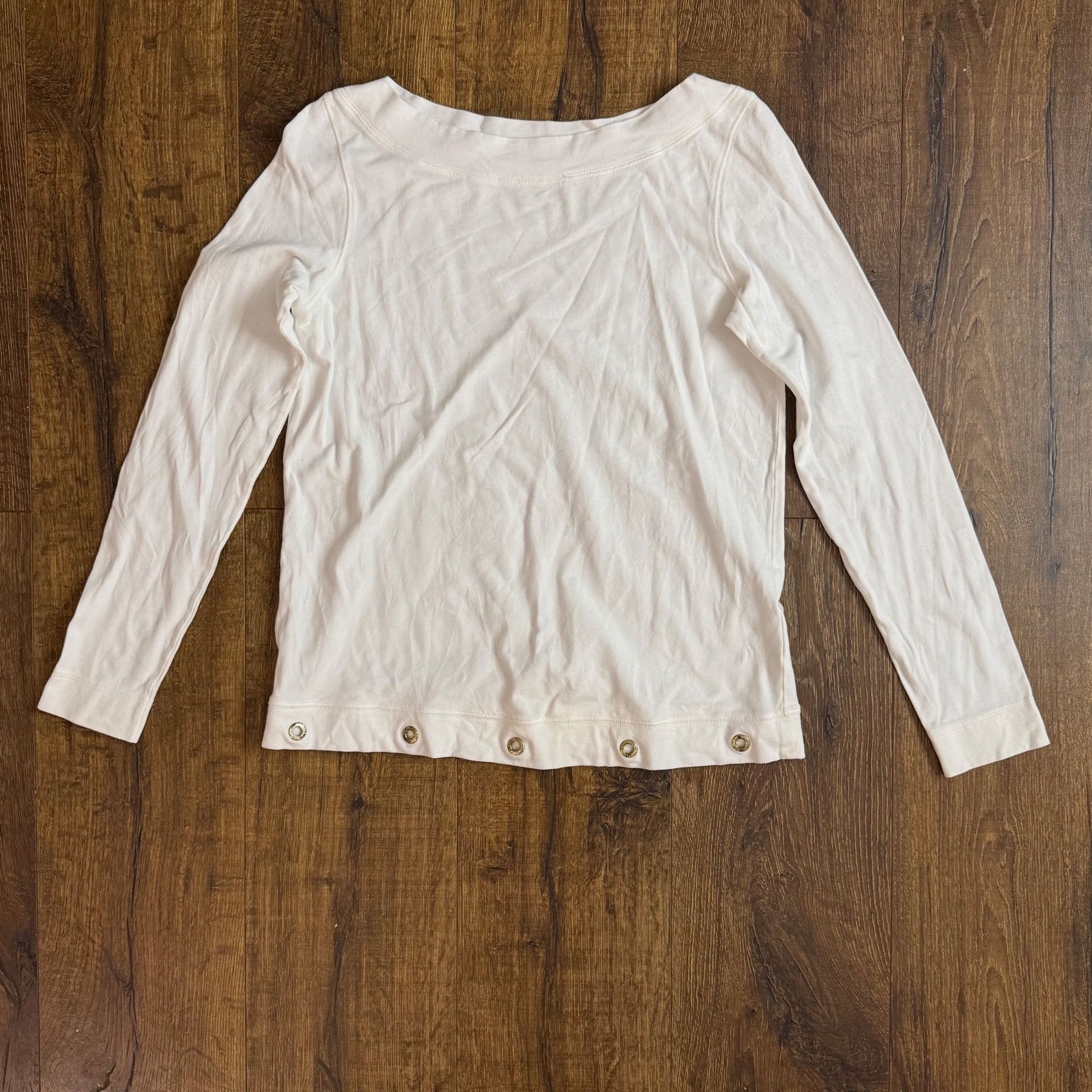 Lilly Pulitzer Lilly Pulitzer Long-Sleeve White Boatneck Tee with Grommets Size S / US 4 / IT 40 - 1 Thumbnail