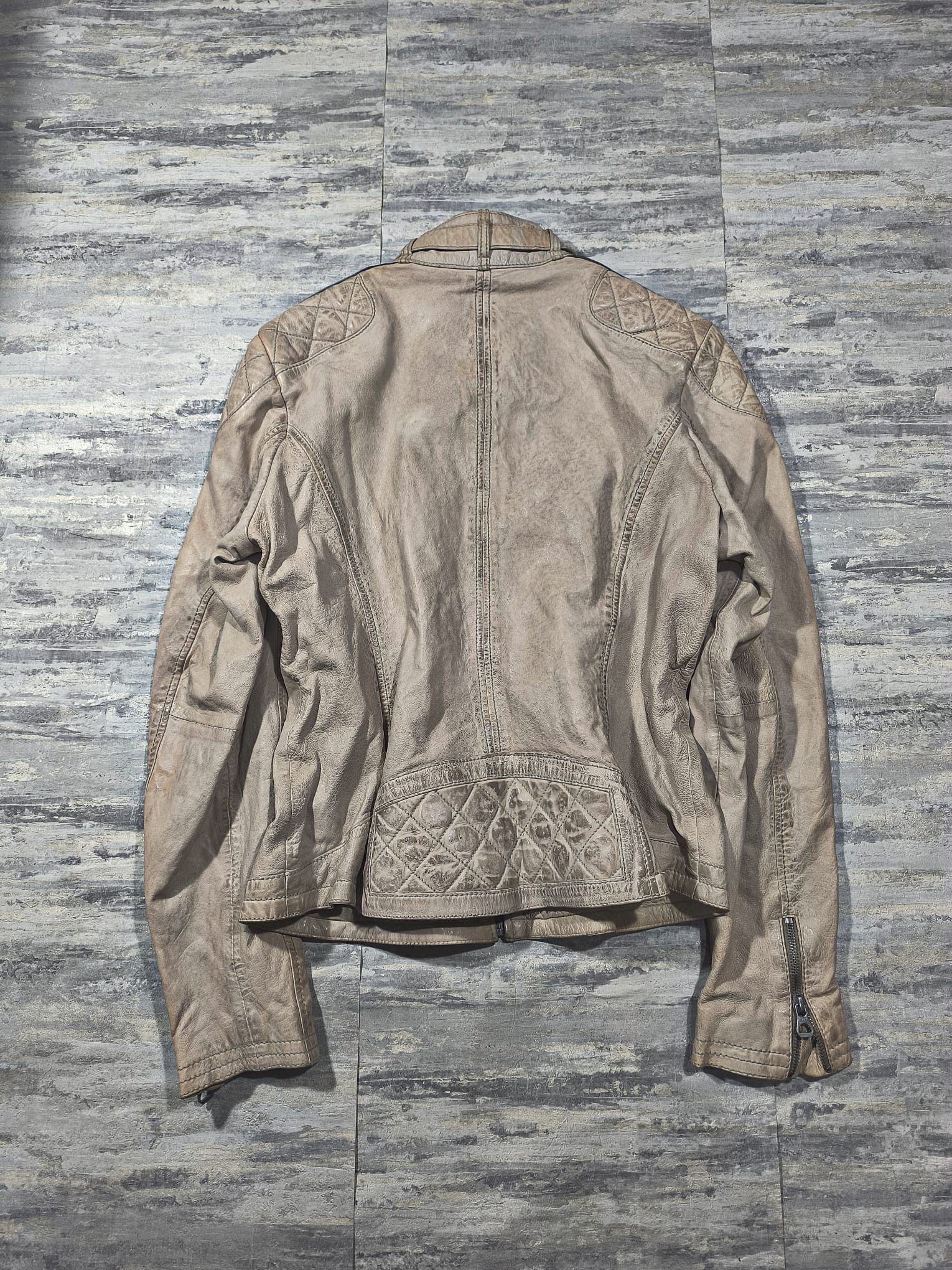 Leather vtg archive beige tan real leather moto racer jacket Size M / US 6-8 / IT 42-44 - 11 Thumbnail