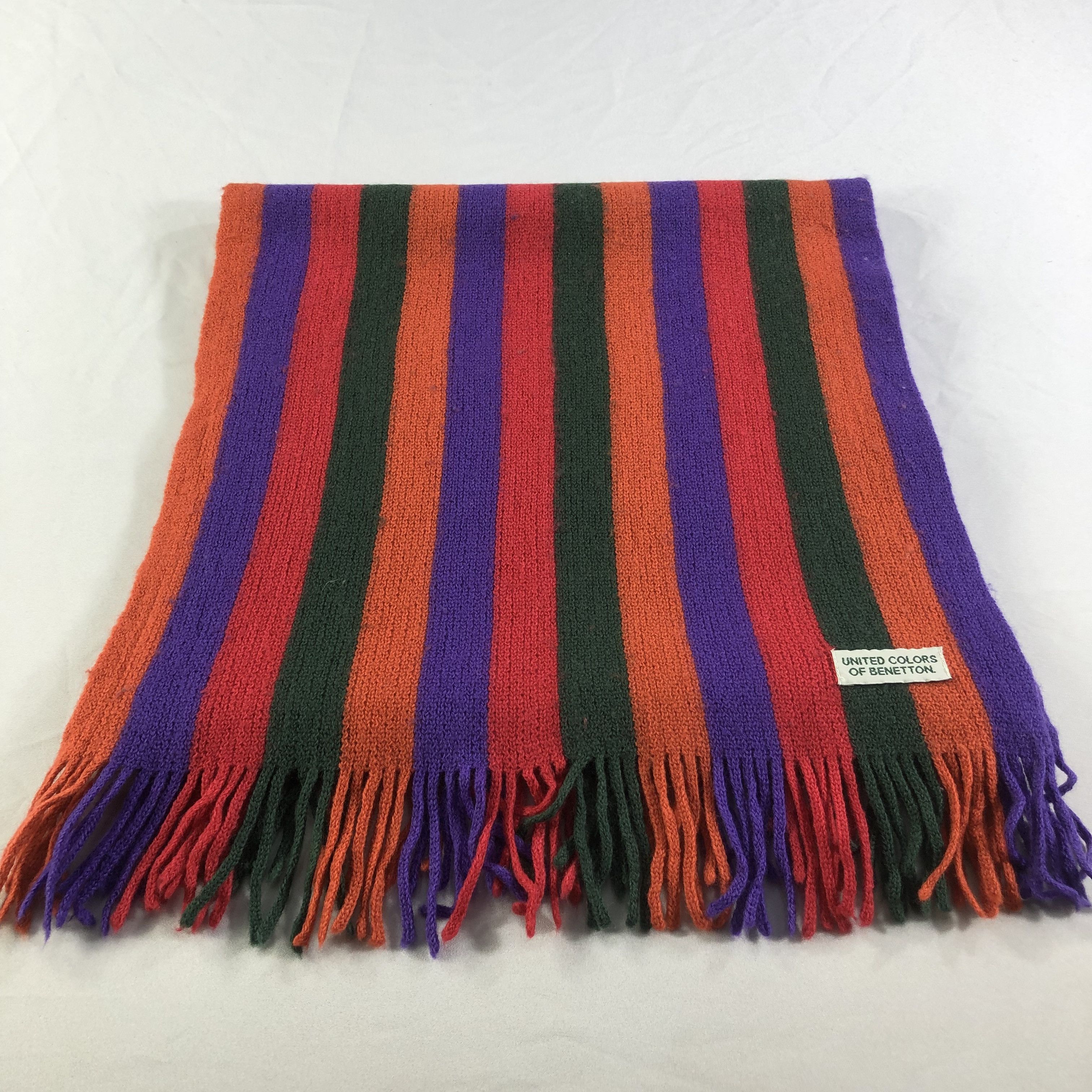 United Colors Of Benetton United Colors of Benetton Stripes Wool Scarf Muffler V1669 Size ONE SIZE - 2 Thumbnail